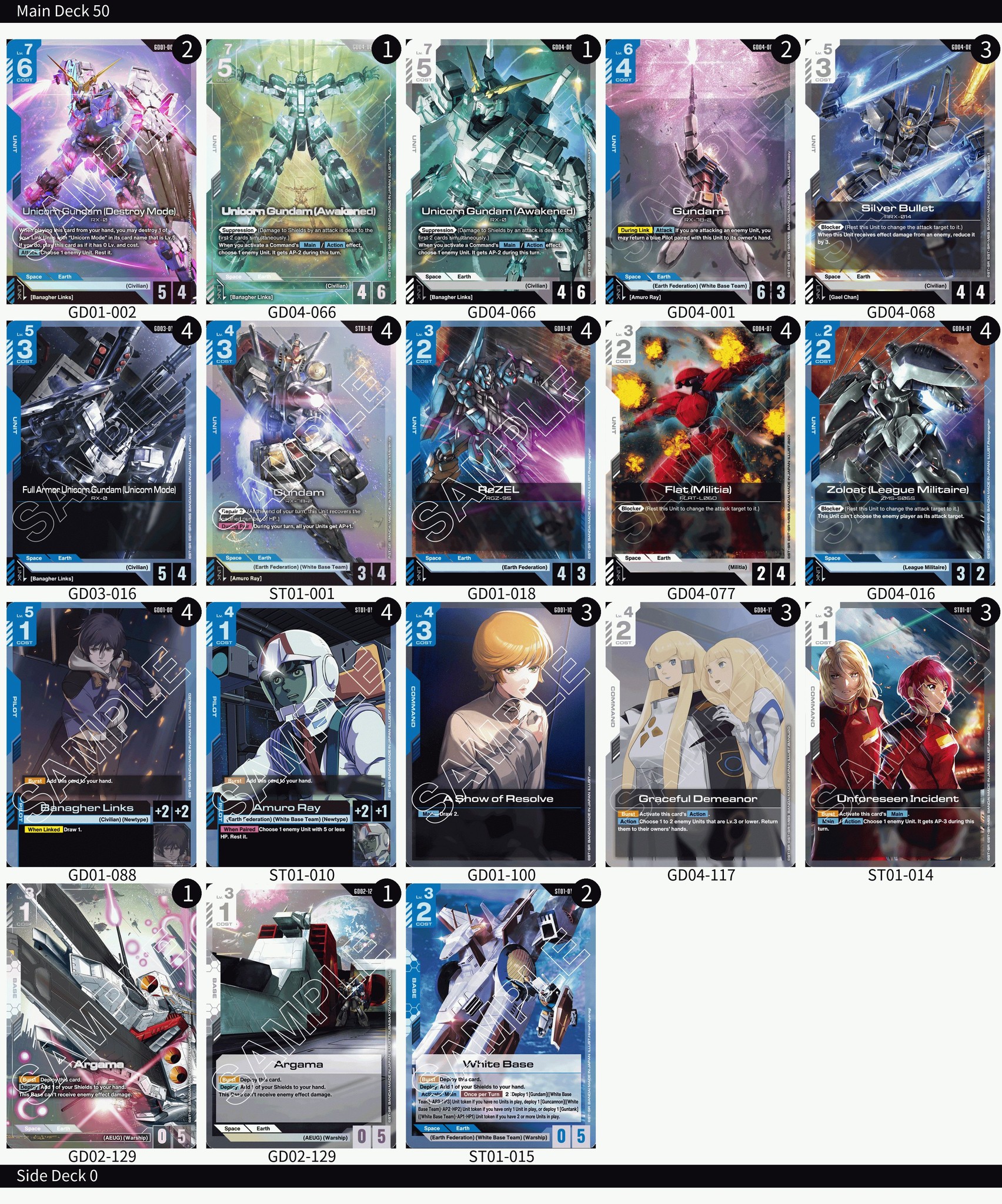 Building a Unicorn/Cyber Newtype deck in Gundam card game