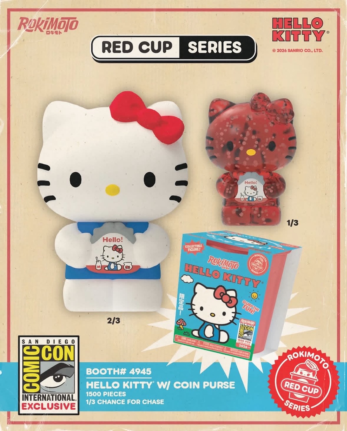 RokiMoto reveals their SDCC exclusive Red Cup Hello Kitty! With 1
