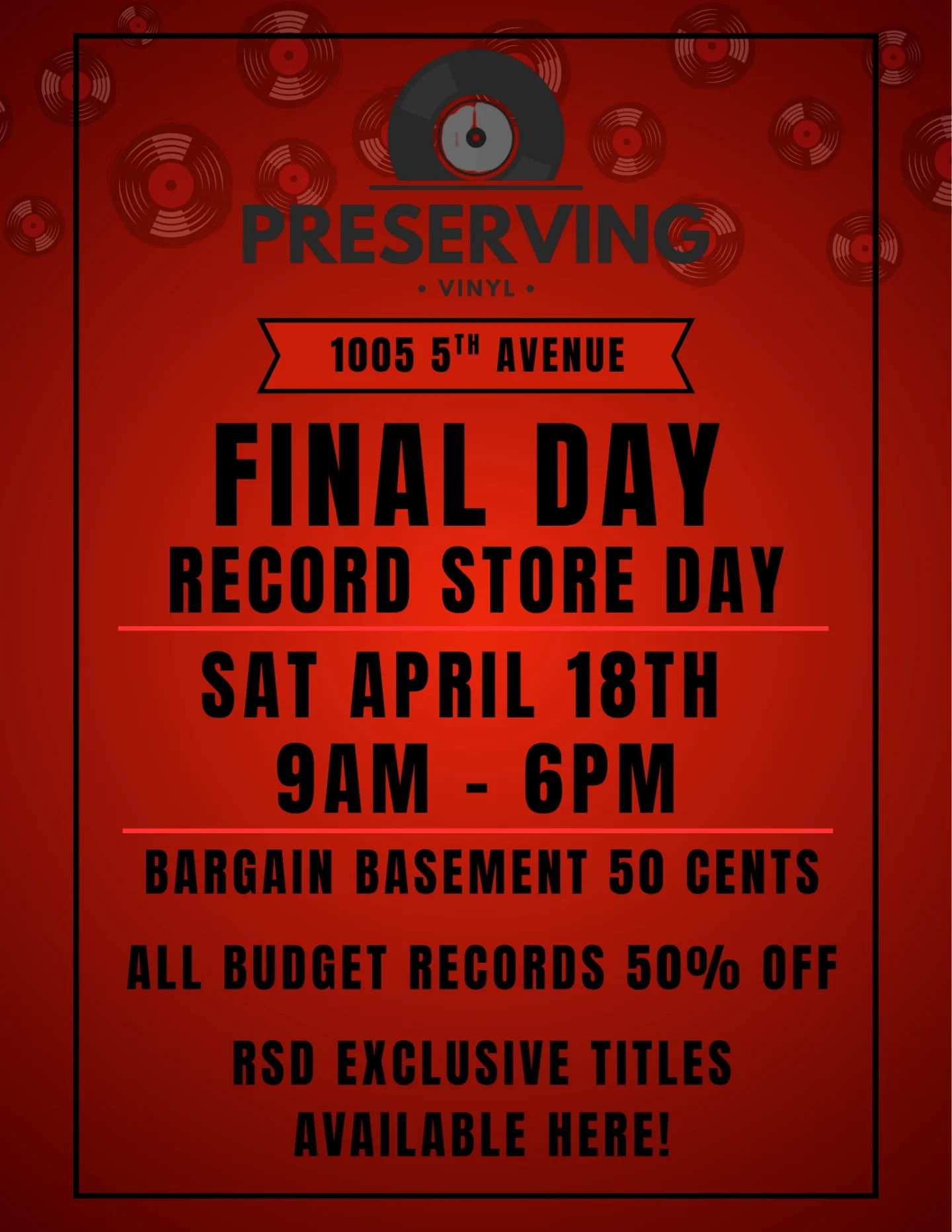 RECORD STORE DAY INFO: As always the exclusive RSD titles will be 