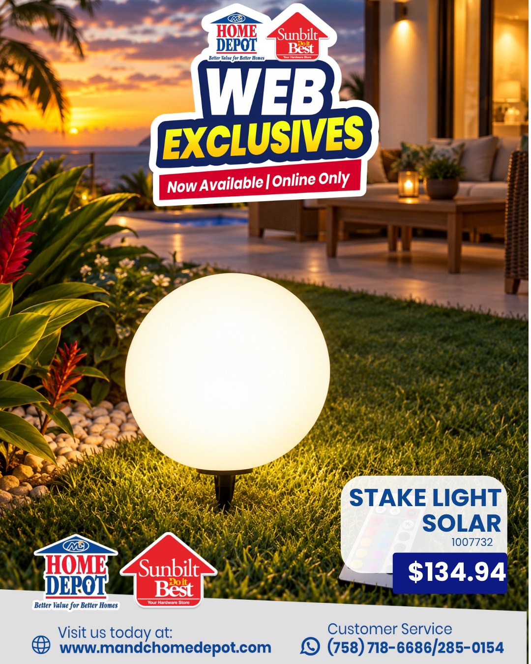 Colour changing solar stake light at M&C Home Depot
