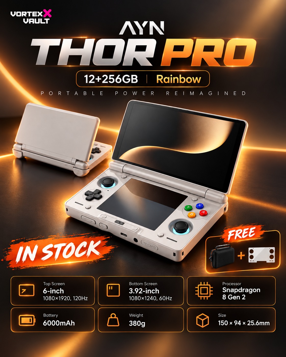 🇰🇭💜🌈 AYN Thor Pro 12GB + 256GB ! 🎮🇰🇭 🌈 Rainbow Color AYN