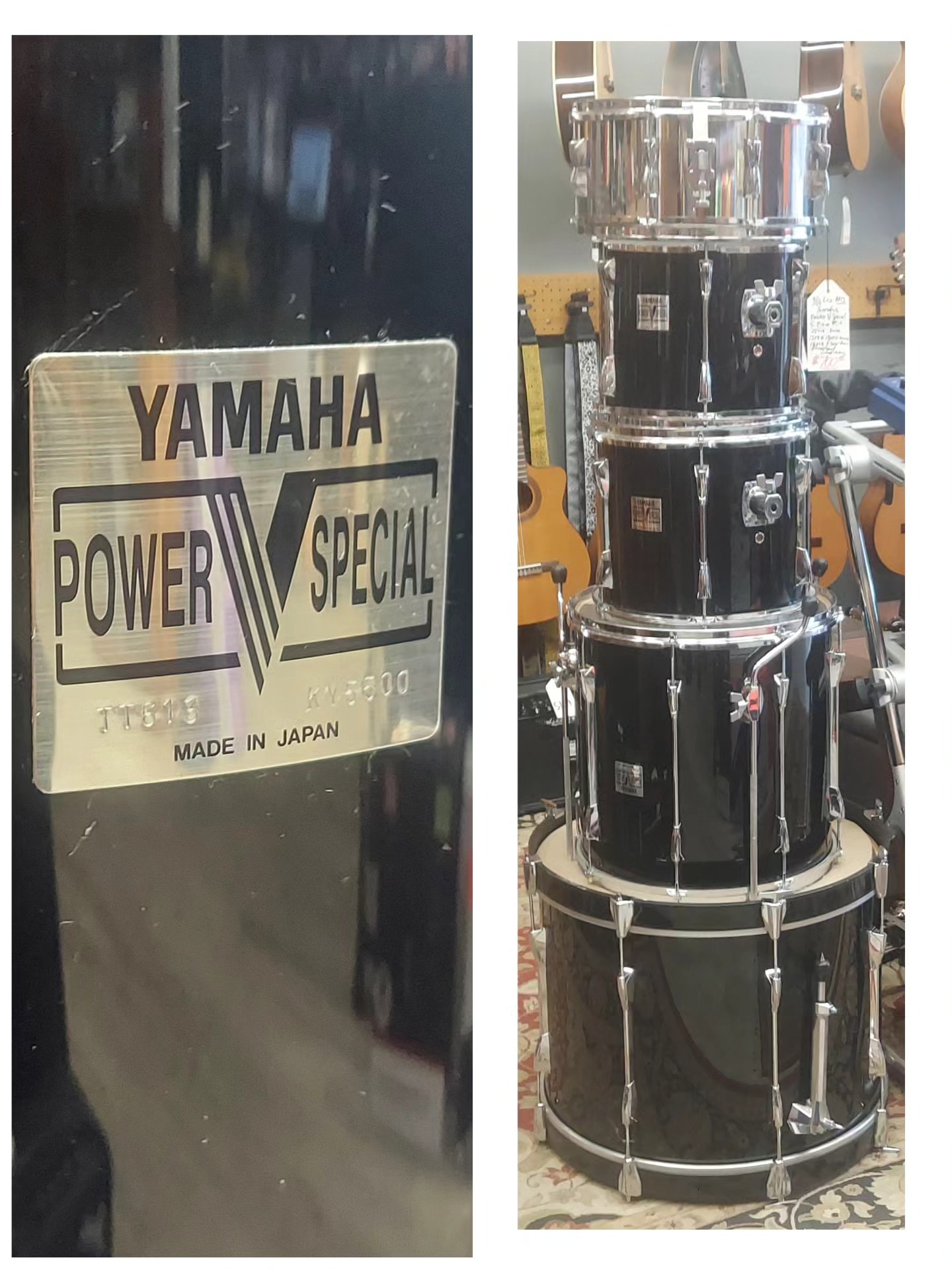 Cool 90s Era Yamaha Power V Special 5 piece drum set with high 