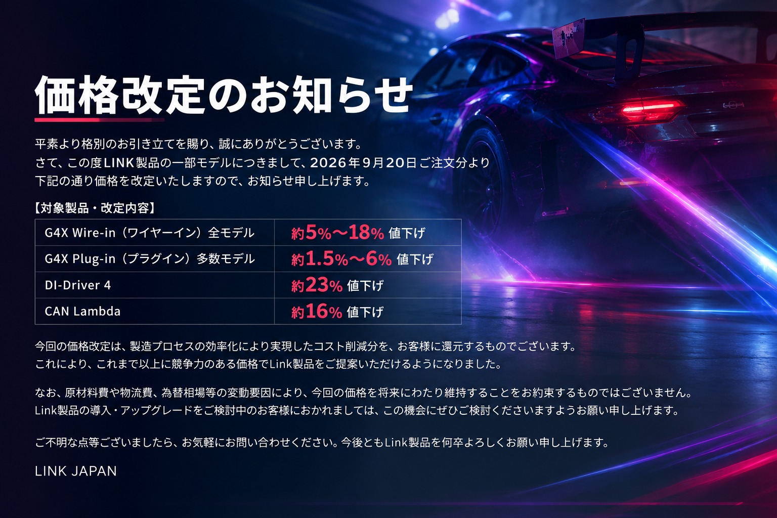 凄いぞ、LINK JAPAN ‼ 今の時代に値下げって ハイエンドモデルの、Fury