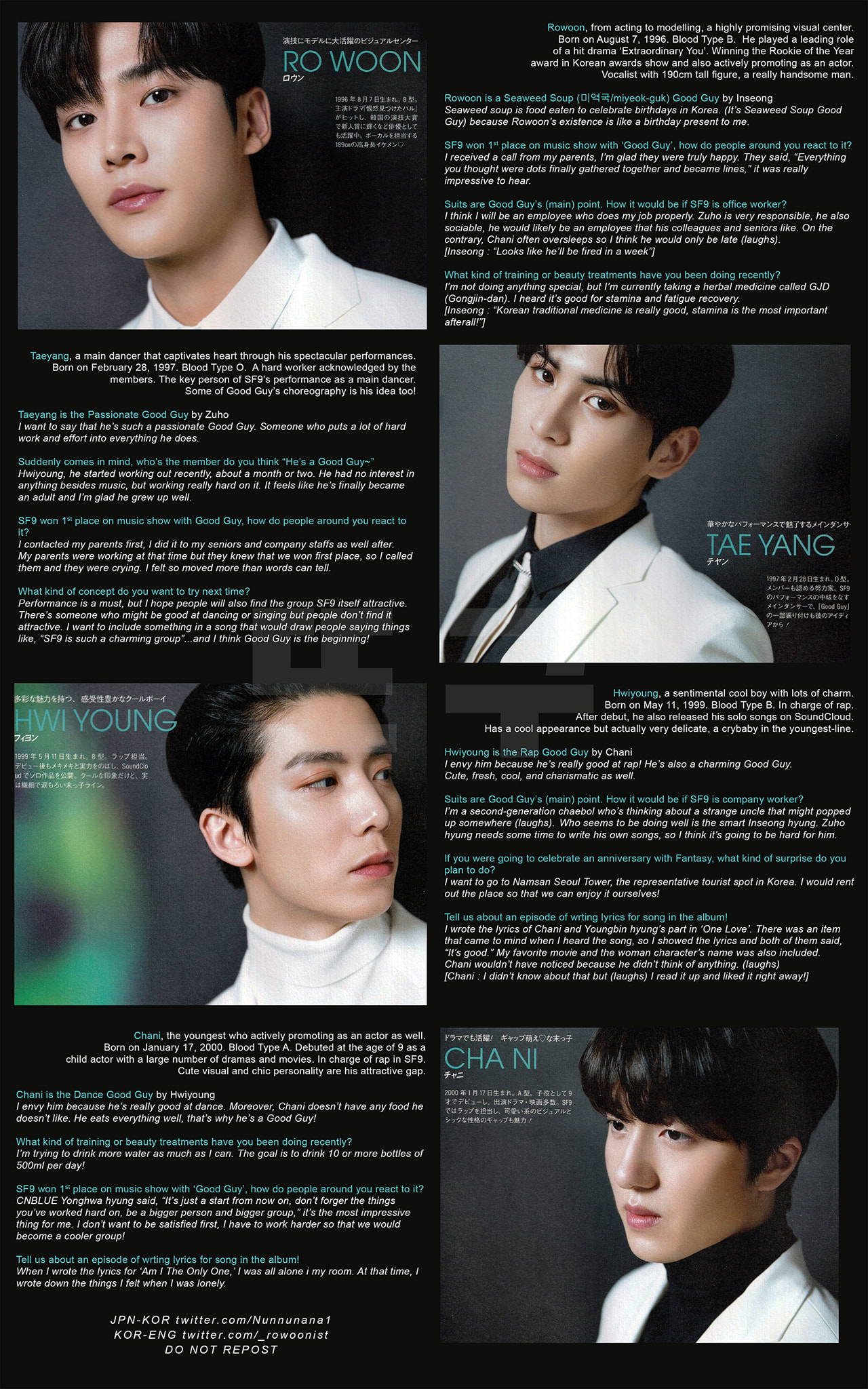 Eng Sf9 Interview For Twitter Prince Sf9 S Zuho 주호 Facebook