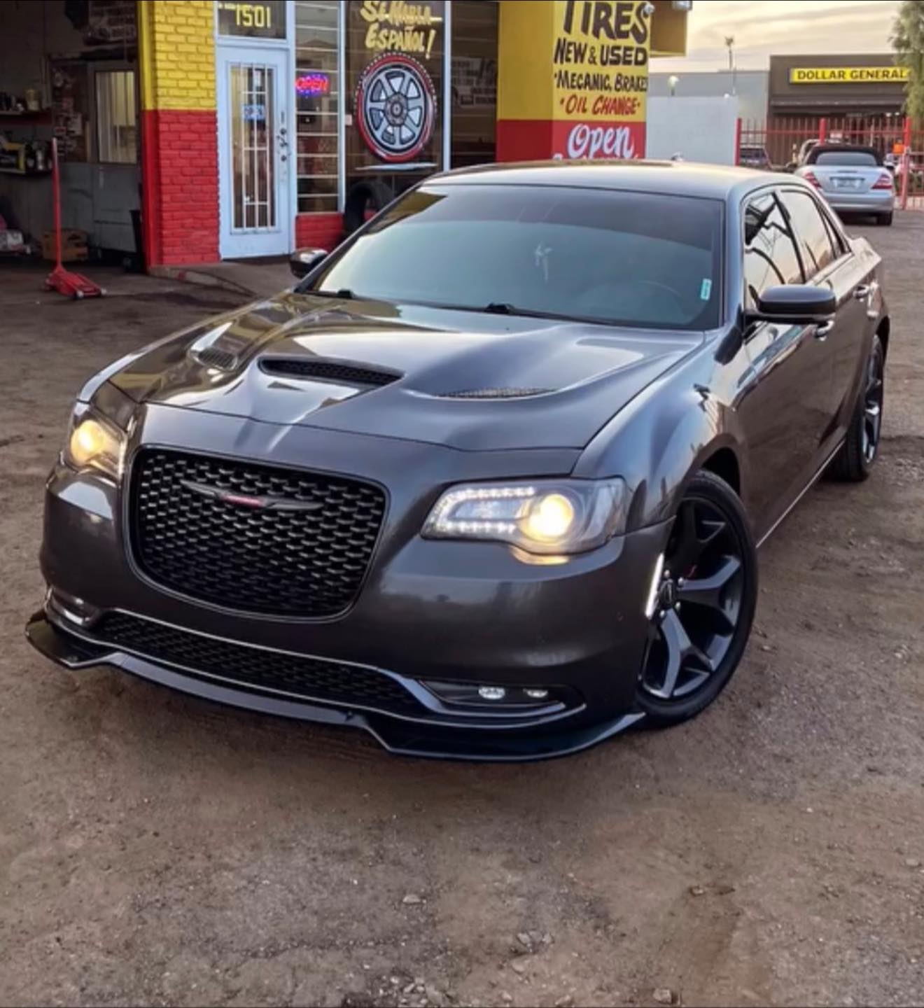 NRG SRT Style Front Bumper With Grille & LED Lights For Chrysler 300 2015-2022 - Black Unpainted