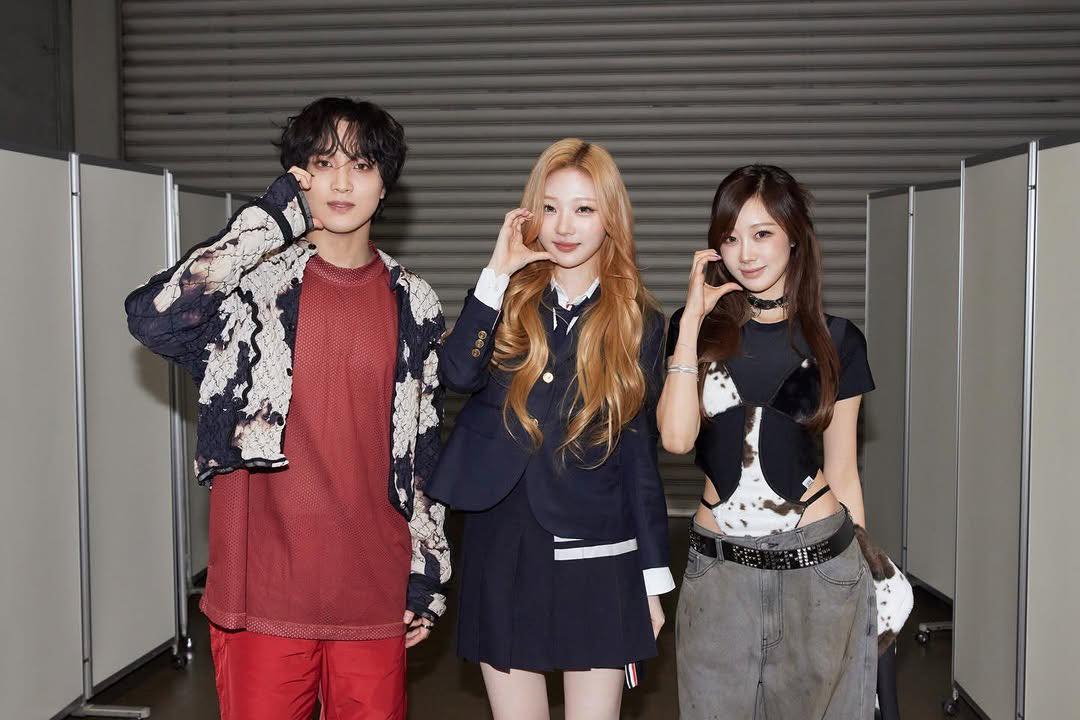 GISELLE in a new picture with NCT HAECHAN and Hearts2Hearts STELLA