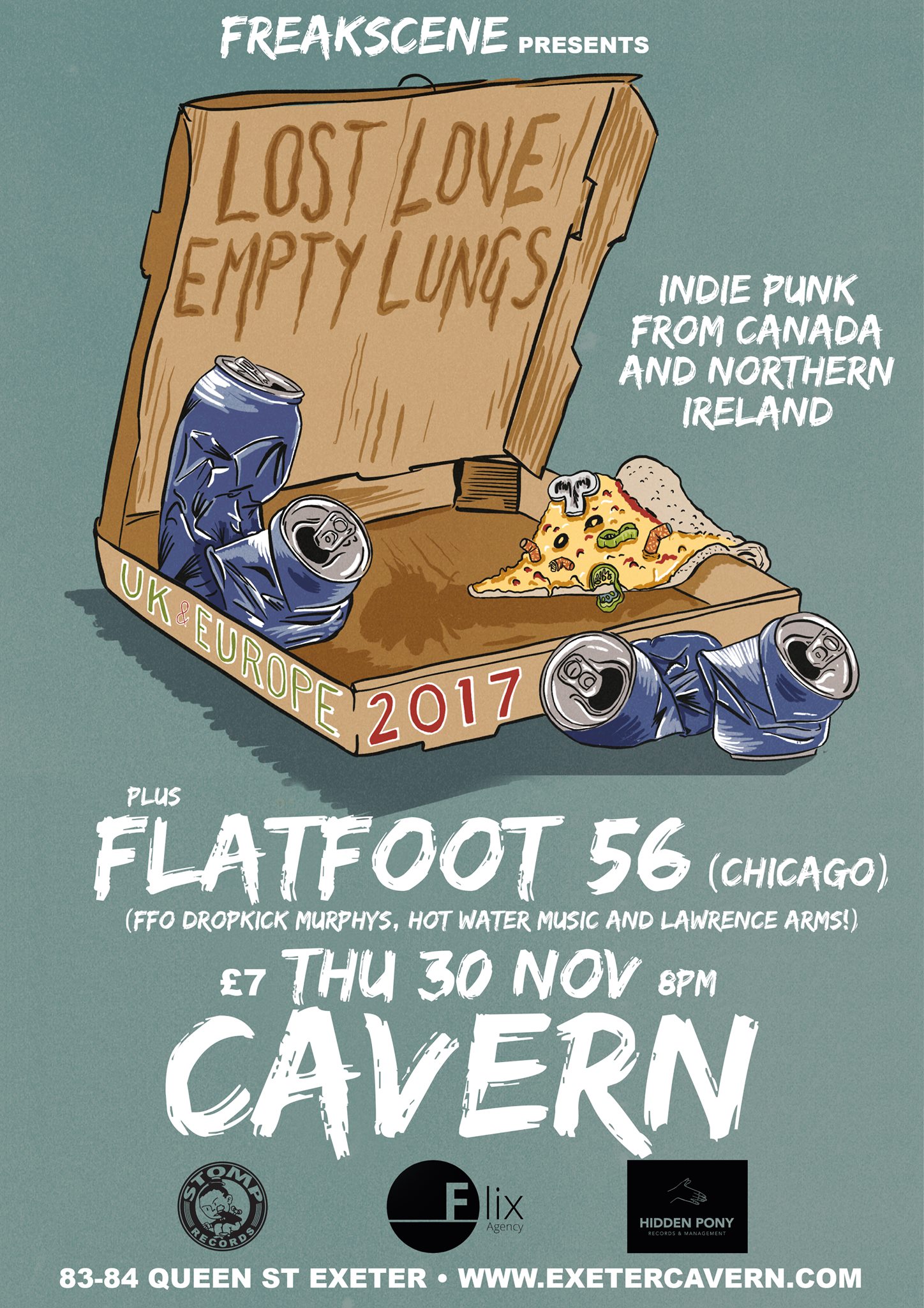 LOST LOVE + EMPTY LUNGS + FLATFOOT 56 EXETER CAVERN THU 30 NOW 