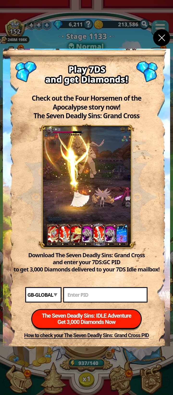 Compte 7DS Global (Seven Deadly Sins) - Compte Jeu Netmarble, Plateforme Apple/Android