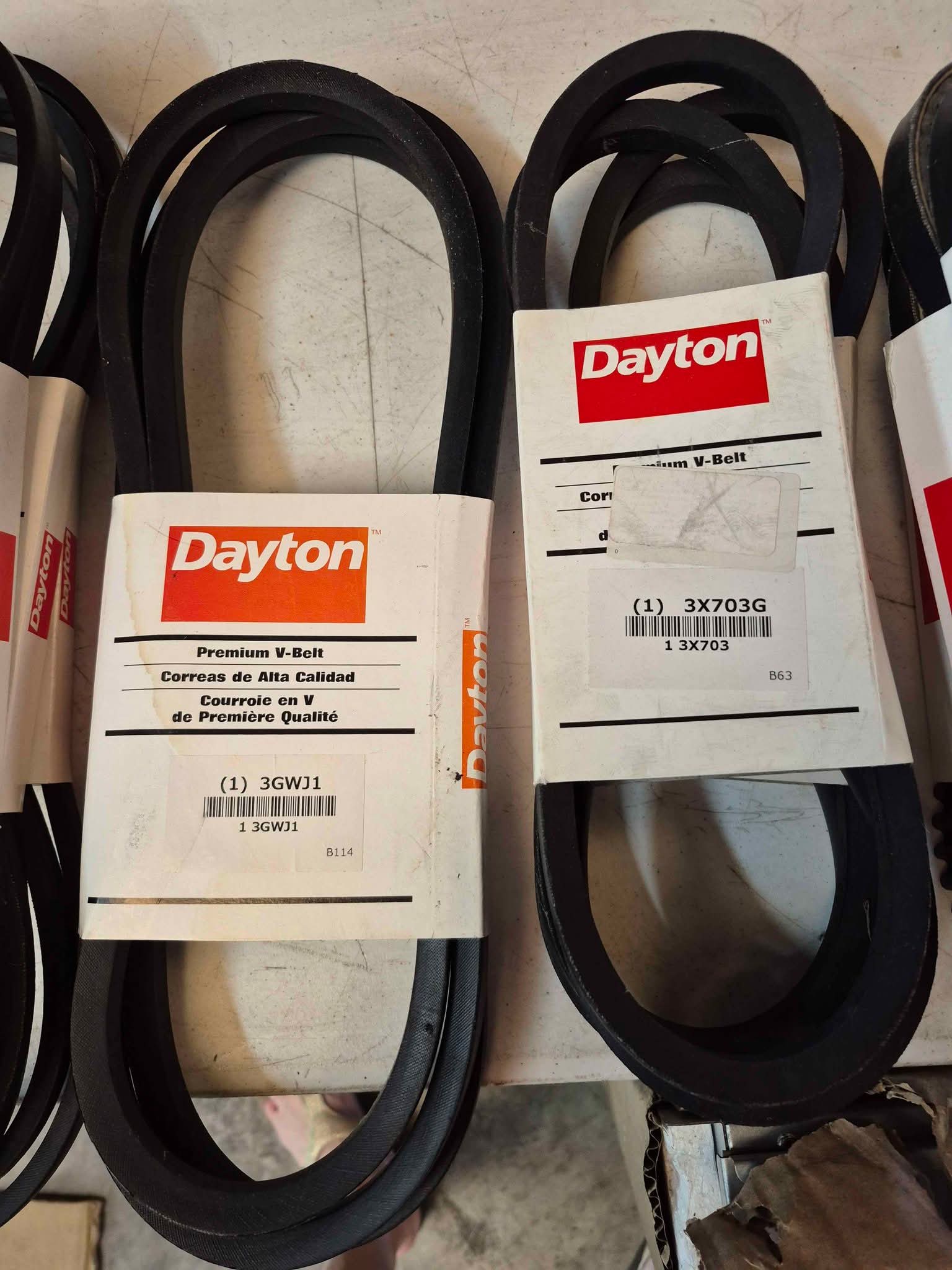 Lot Dayton premium v belts assorted sizes 87 total all for 150.00