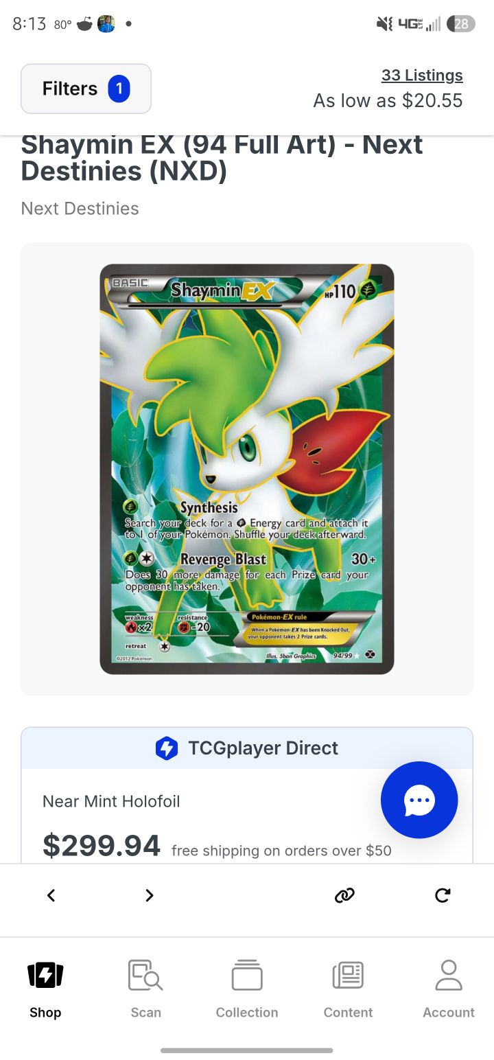 shaymin ex pokemon card #77a EXTENDED ART or blemish Shaymin EX - 053/052 -