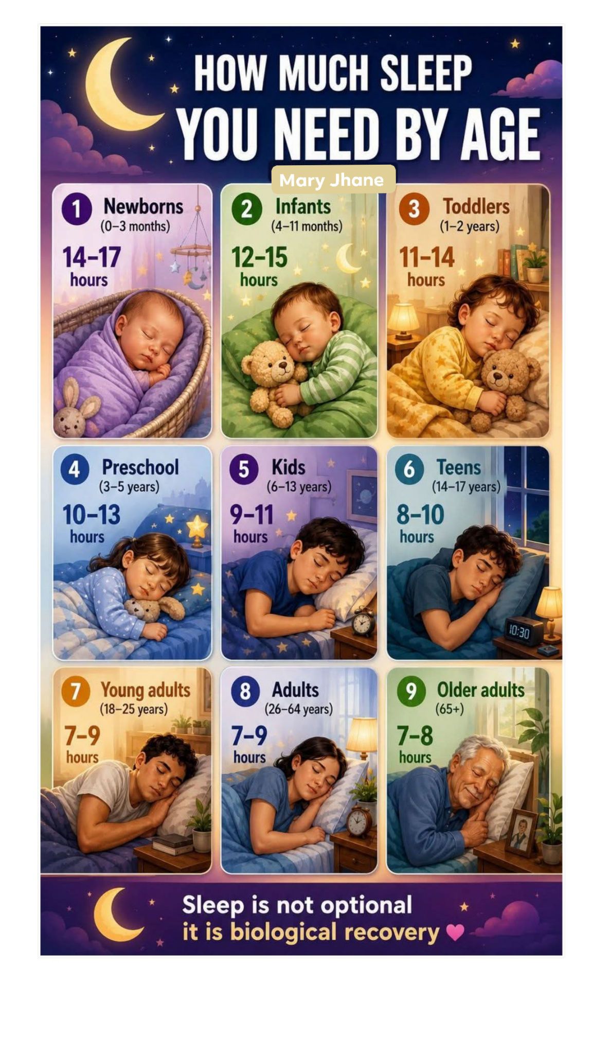 How Much sleep You Need by Age..