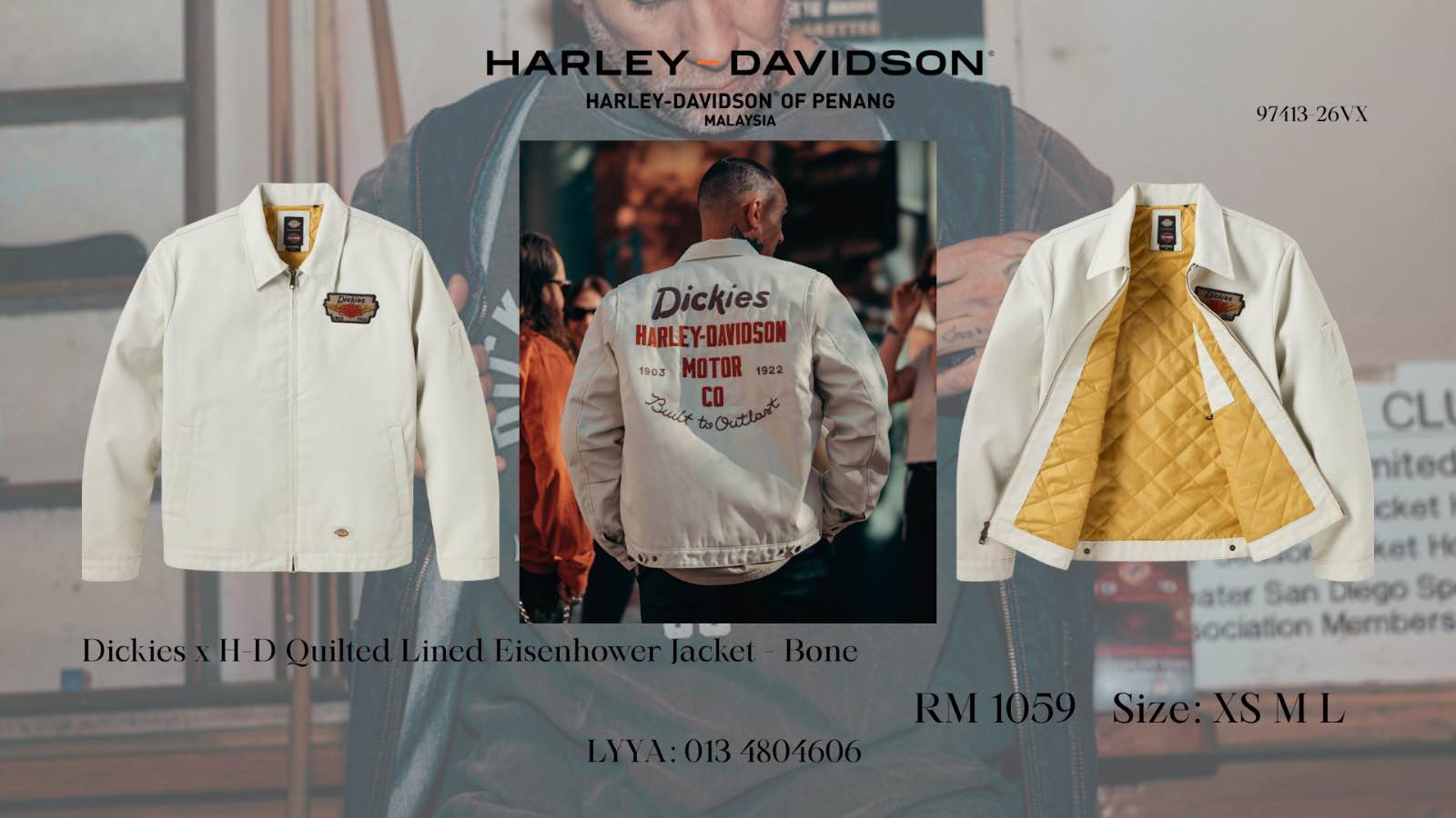 DICKIES X H-D QUILTED LINED EISENHOWER JACKET - BONE ❤️‍?Fit 