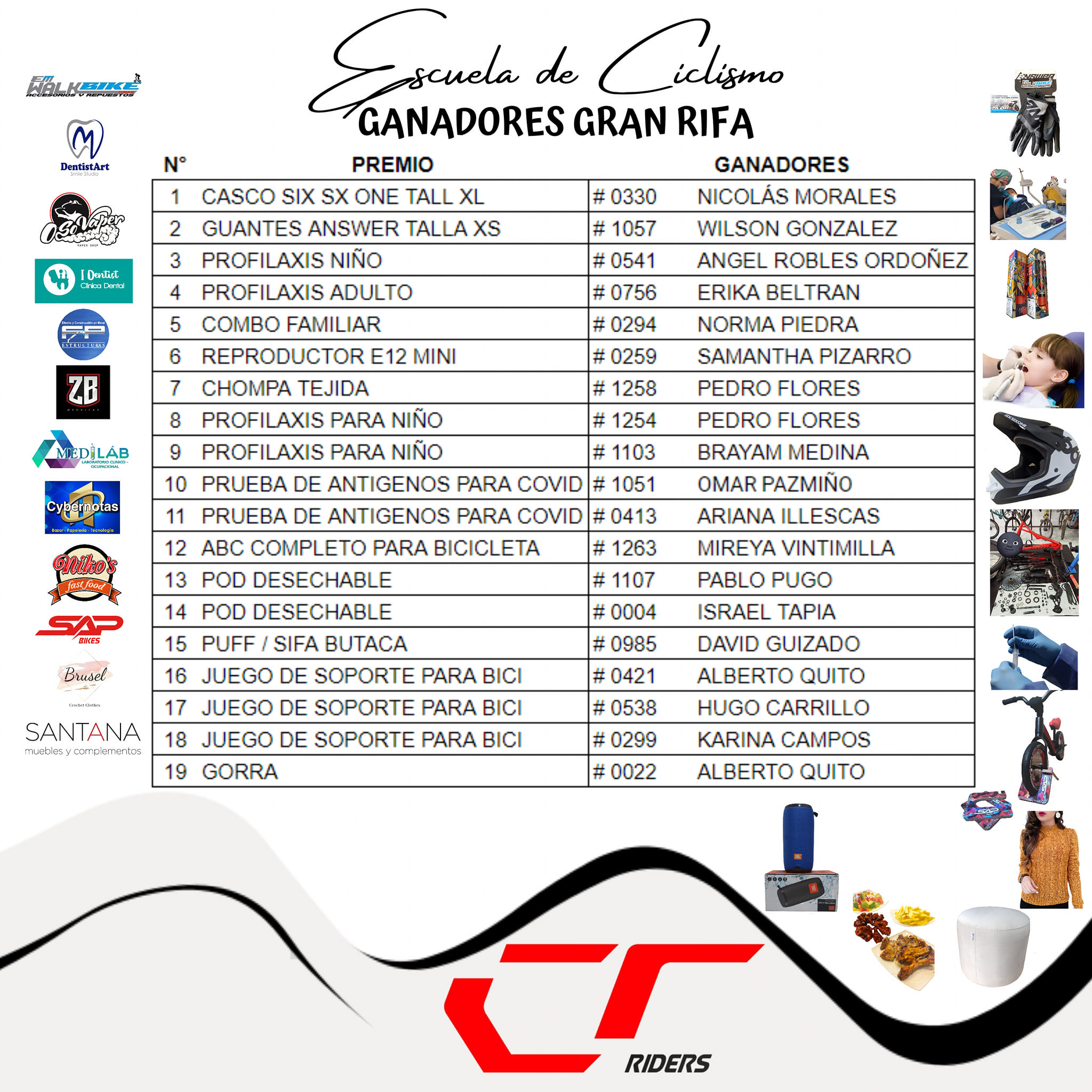 CT Riders - 💢 👏🏻GANADORES GRAN RIFA 👏🏻💢 Queremos felicitar... | Facebook