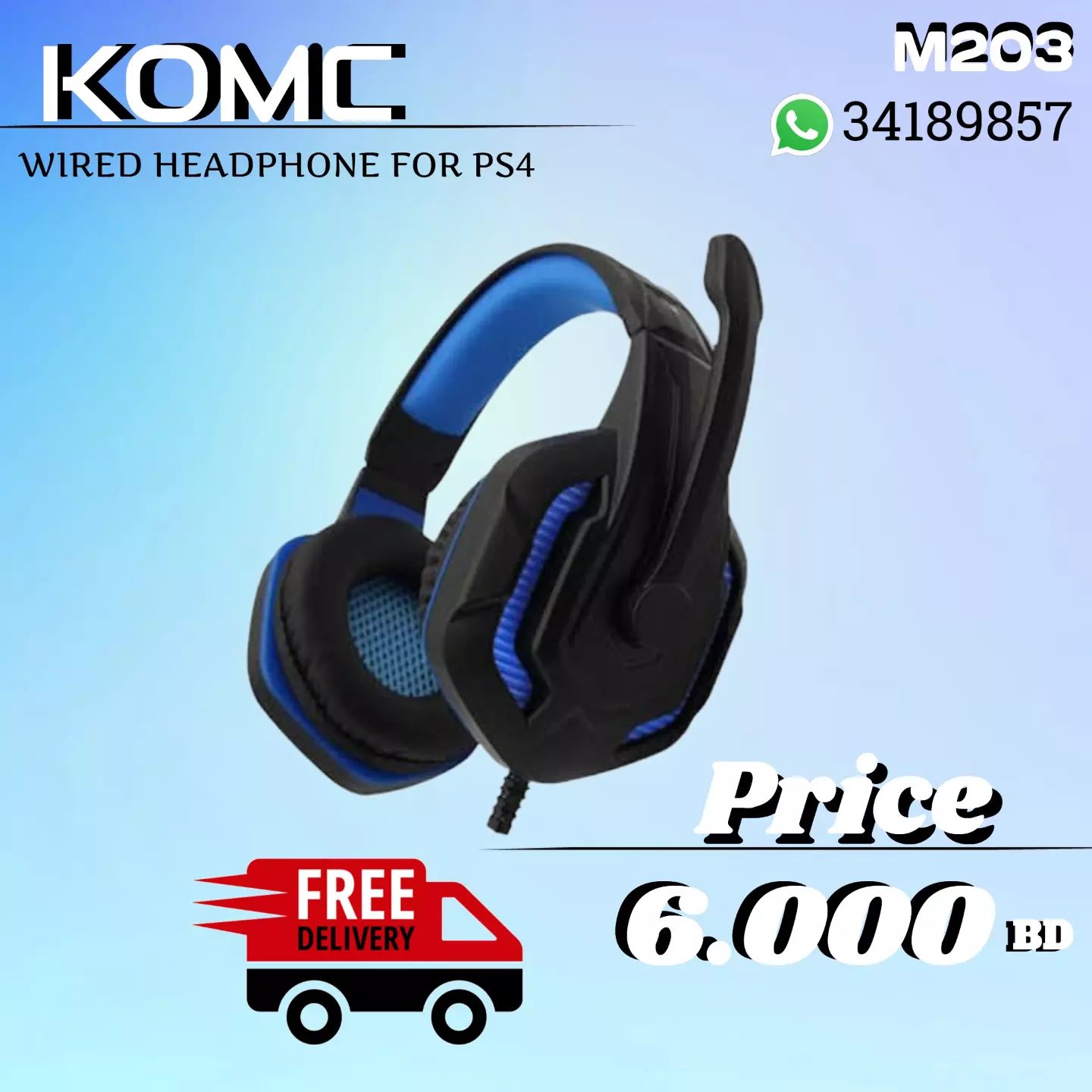 KOMAC WIRED HEADPHONE M203 PRICE : 6.000 BD 🛵 Free delivery Call