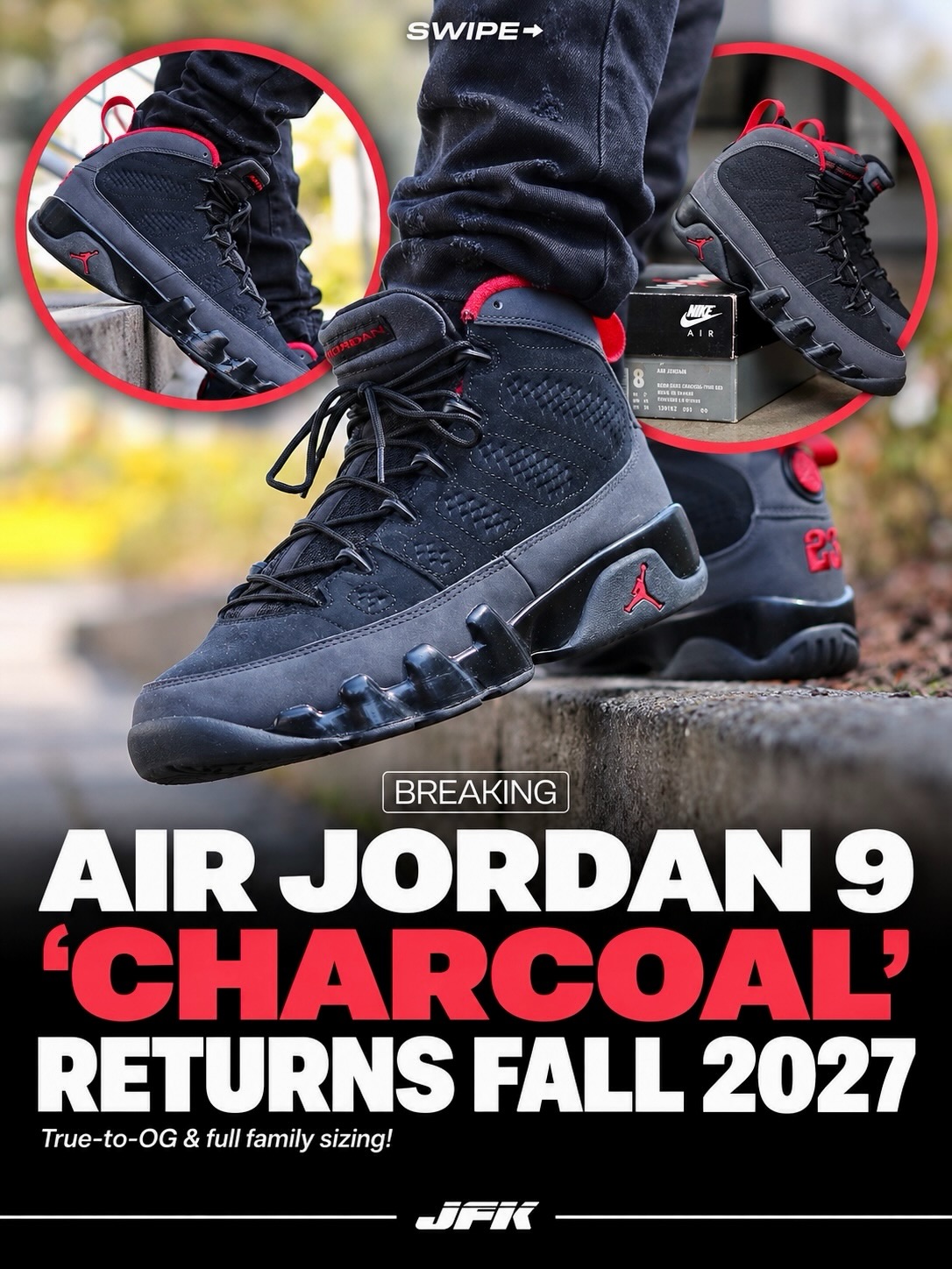 BREAKING: The Air Jordan 9 “Charcoal” is returning for Fall 2027