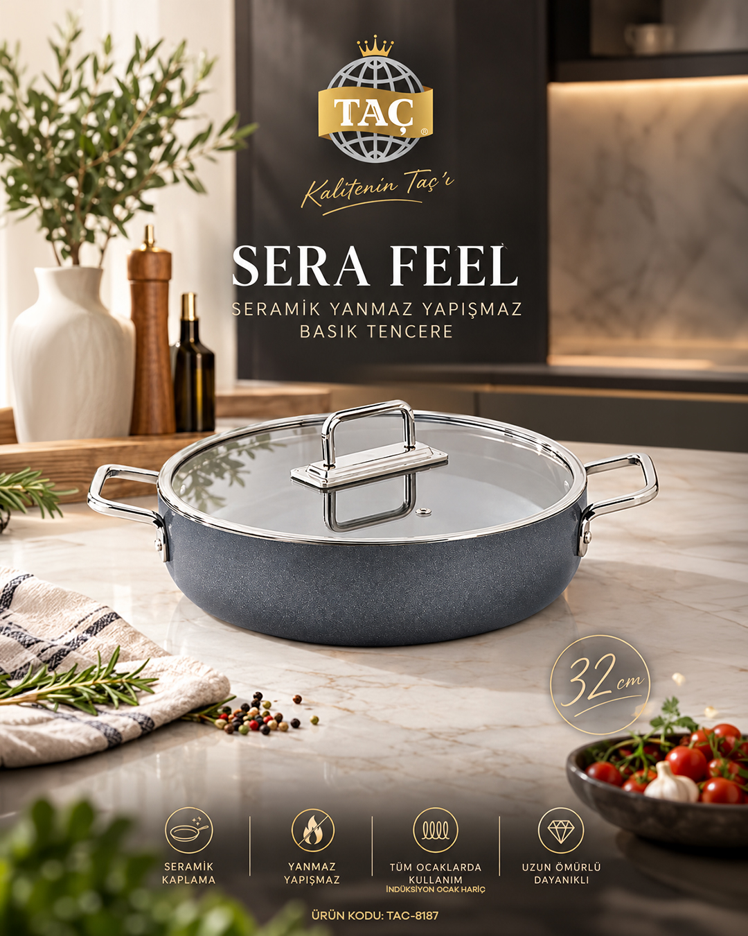 Taç TrioBox 6 Parça Çelik Saklama Kabı Seti; Ürün Kodu: TAC-6370