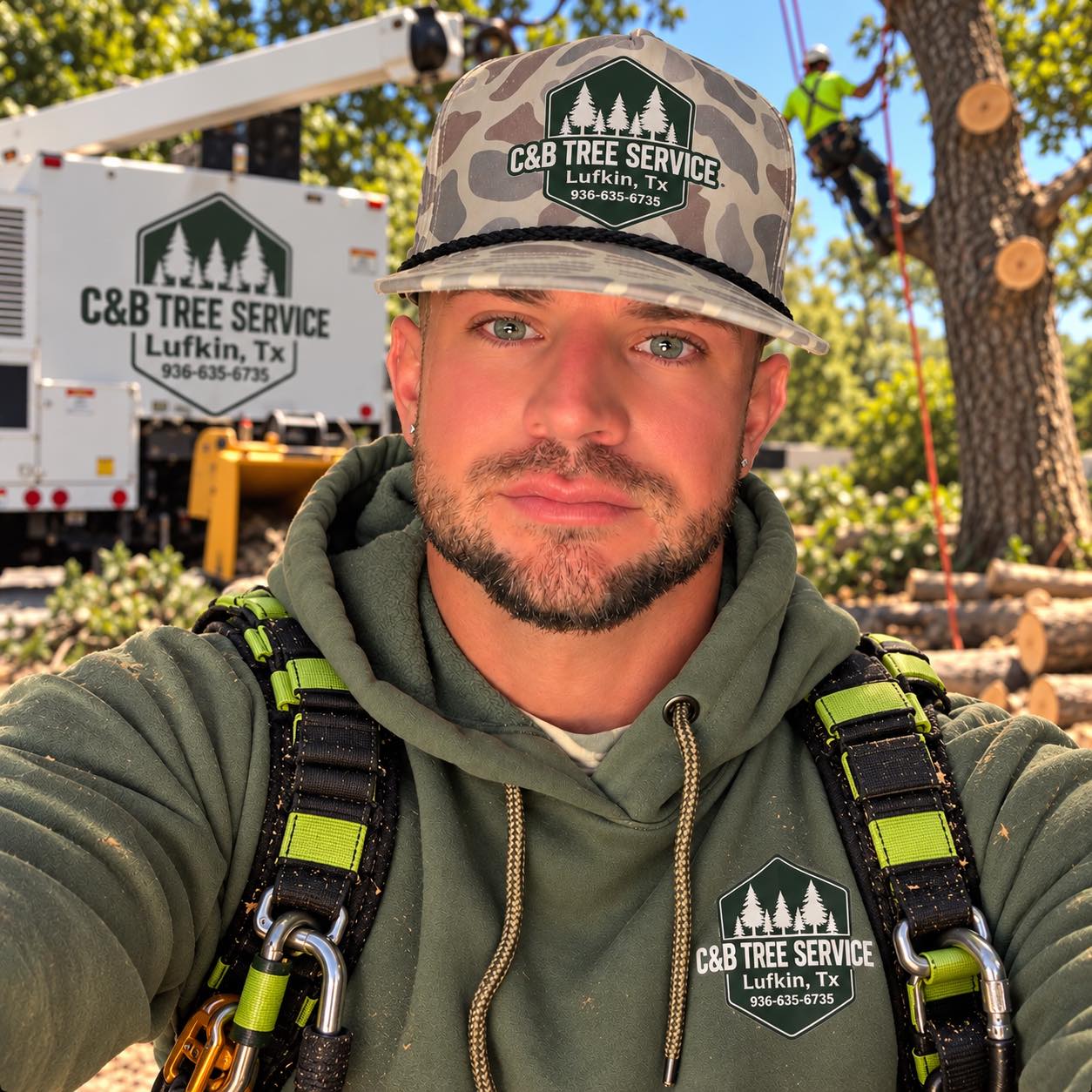 #Trees #teamwork #job #outdoors #frontyard #chainsaw | C&B Tree Service