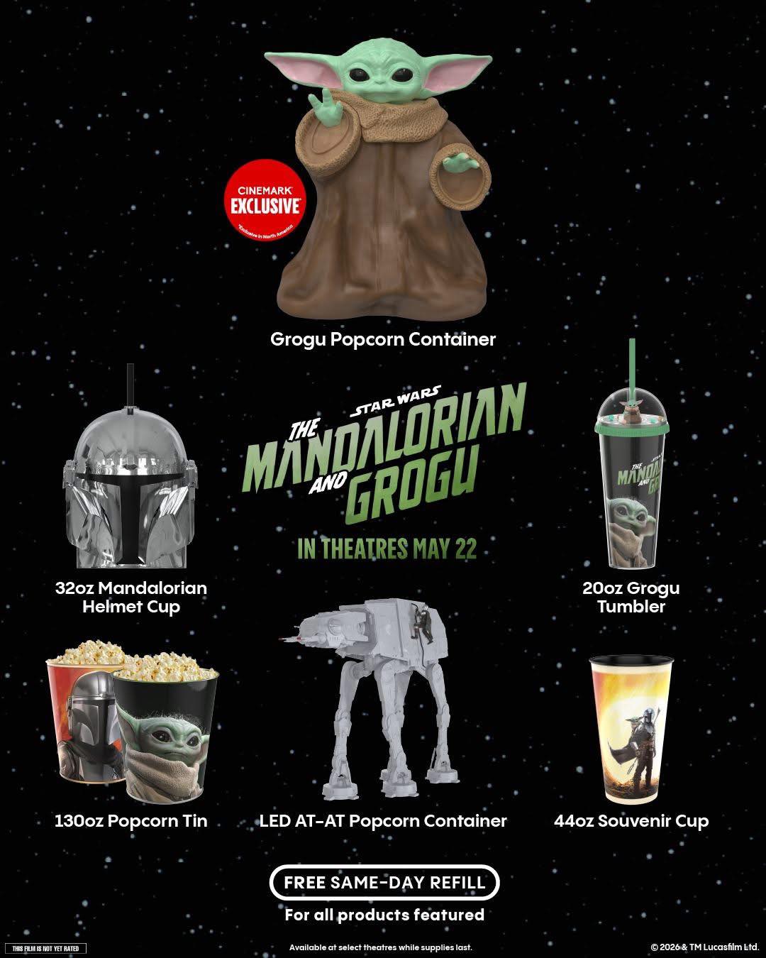 Here is a preview of the new The Mandalorian and Grogu popcorn