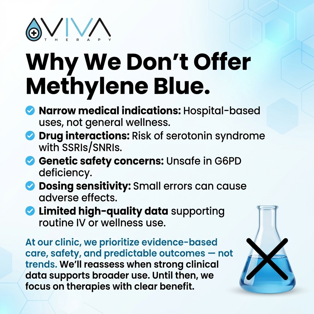 Viva - 🚫 Why We Don’t Offer Methylene Blue at Viva IV Therapy Methylene ...