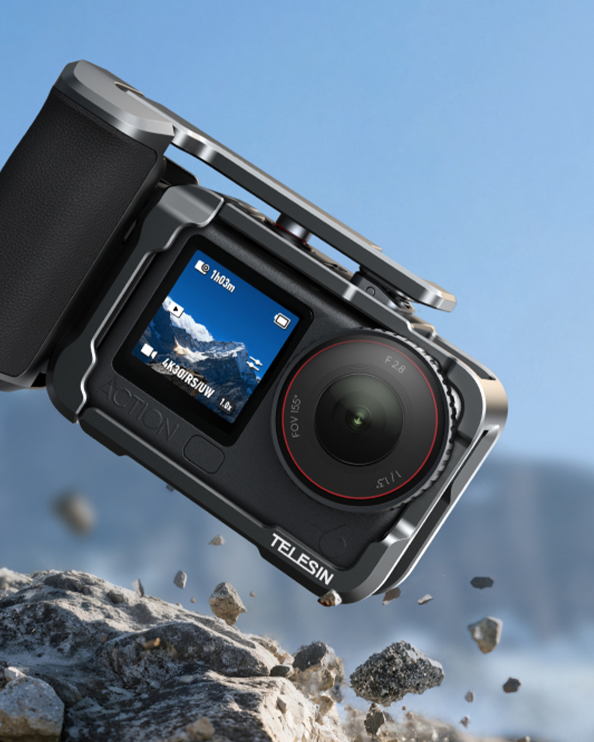 The Telesin Street Shot Cage Kit transforms your DJI Osmo Action 6 