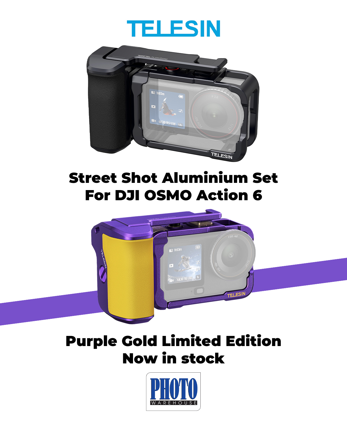 The Telesin Street Shot Cage Kit transforms your DJI Osmo Action 6 
