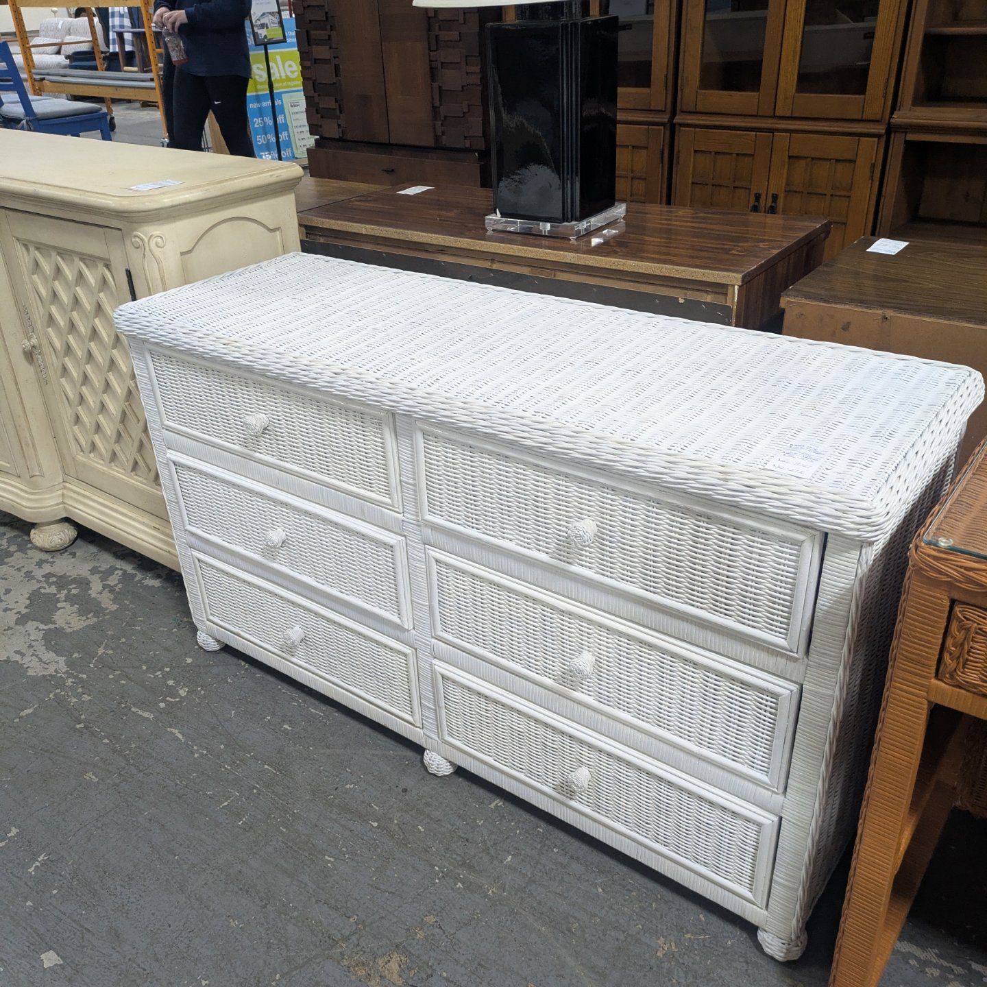white wicker 6 drawer dresser Frances Woven Rattan Dresser, - daals Shown in White SICOTAS 51.14