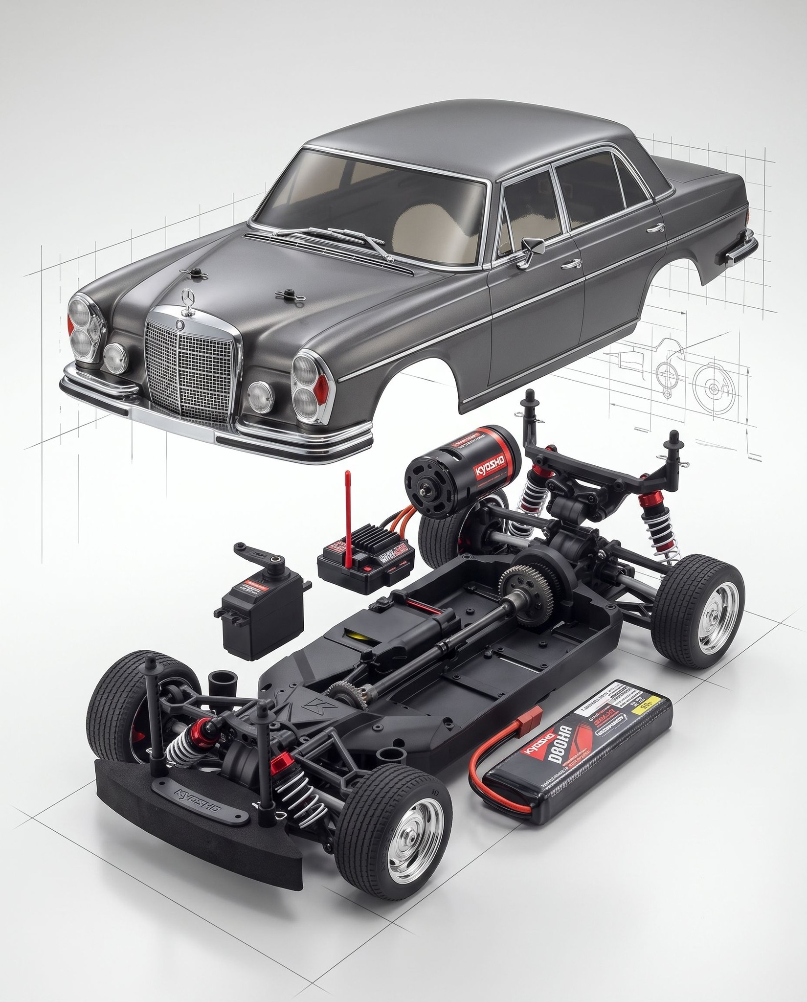 Mercedes 300 SEL 6.3 RC model by Kyosho