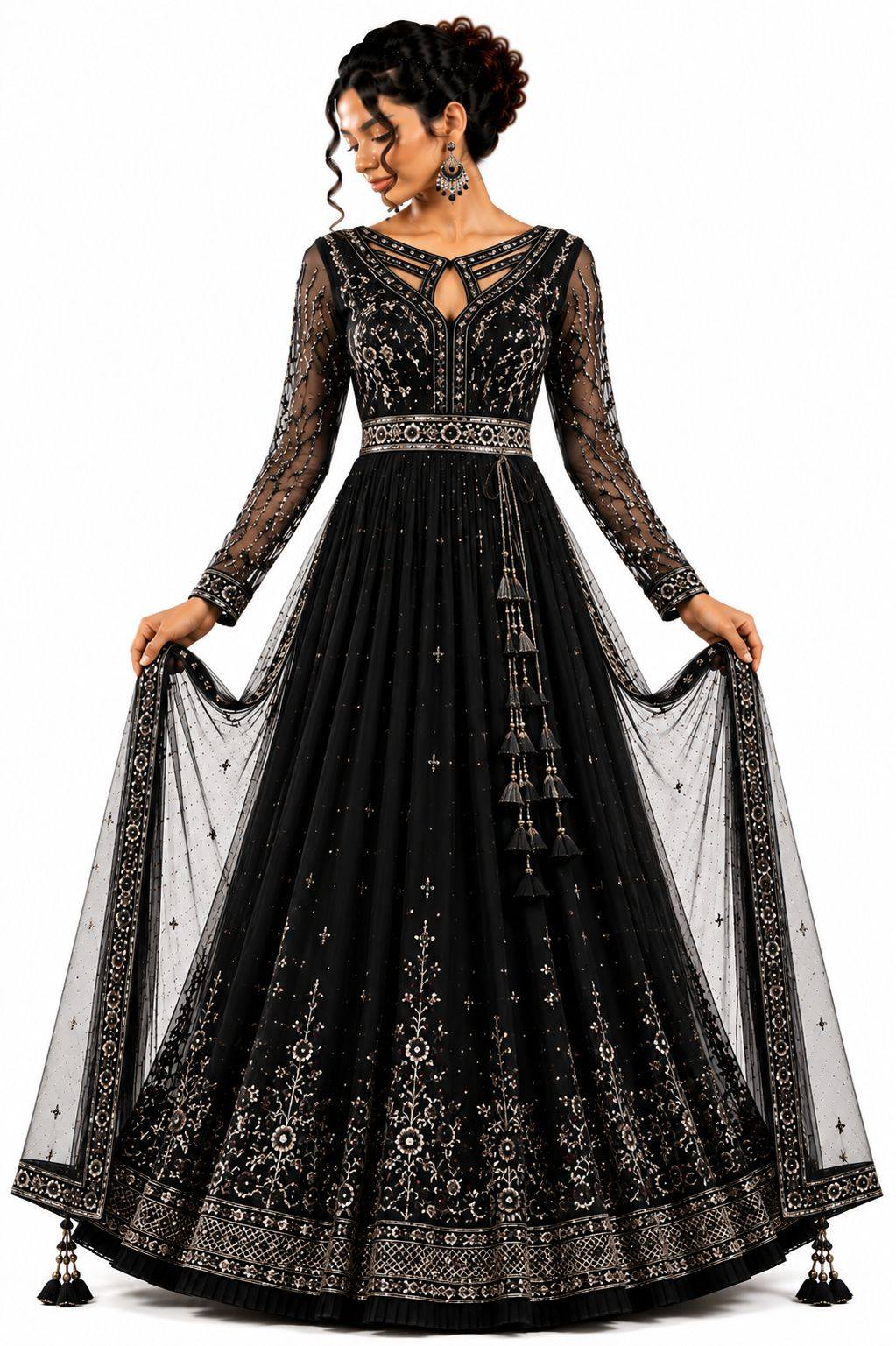 Gyra - Beautiful design black colour anarkali dress #fashion #anarkali #shoppingonline