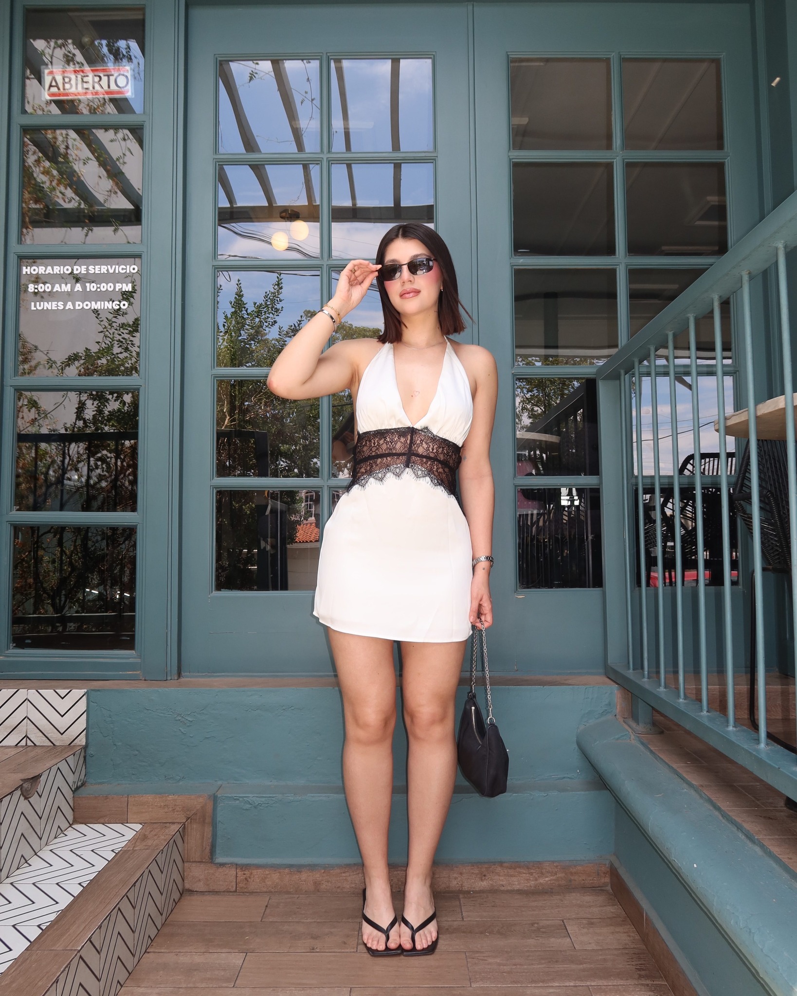 Black lace and white satin 🖤🤍 - Ivy Lace Satin Mini Dress