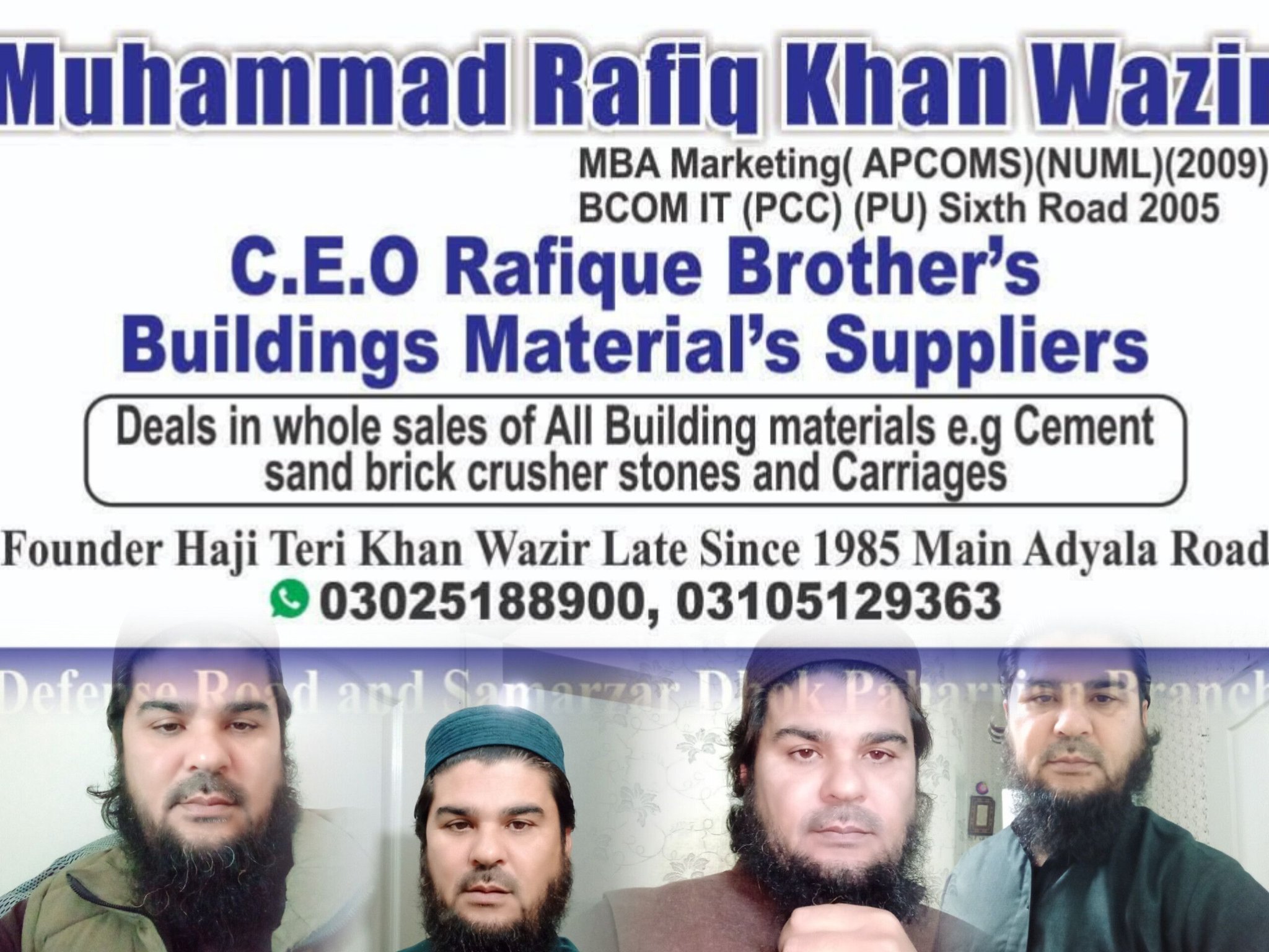 Rafique Brother Building Material Supplier Def road near Askari 14 ...