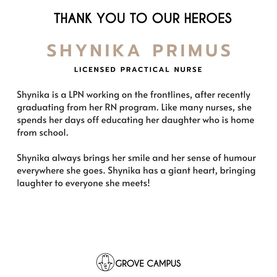 Grove Campus - Shynika is a LPN working on the frontlines,...