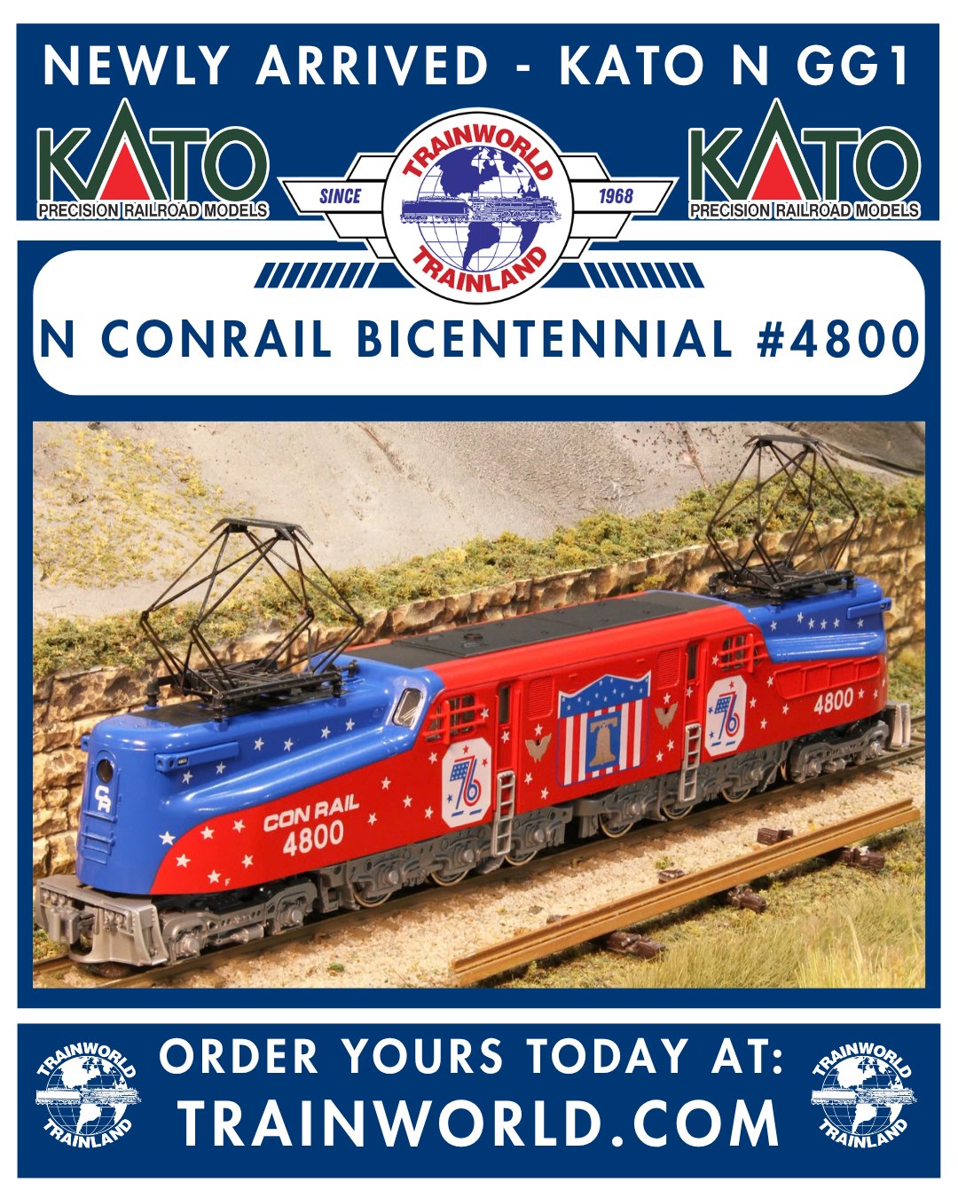 KATO （KATO USA）GG1 Conrail Bicentennial Kato N scale Conrail Bicentennial GG1 #4800