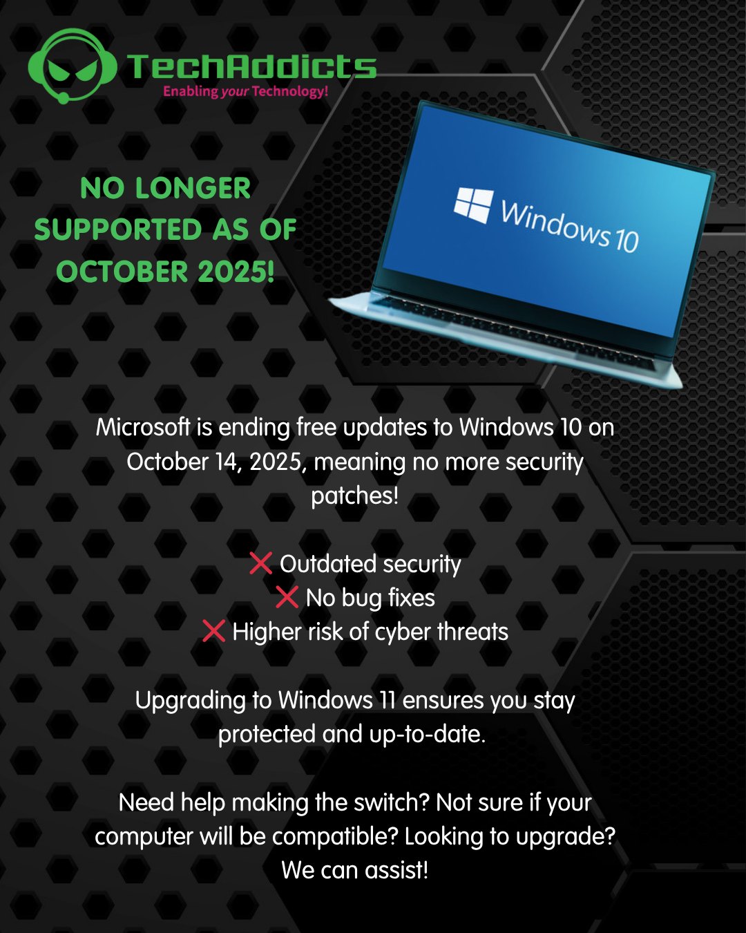 TechAddicts - 🚨 Windows 10 is coming to an end! On October 14, 2025 ...