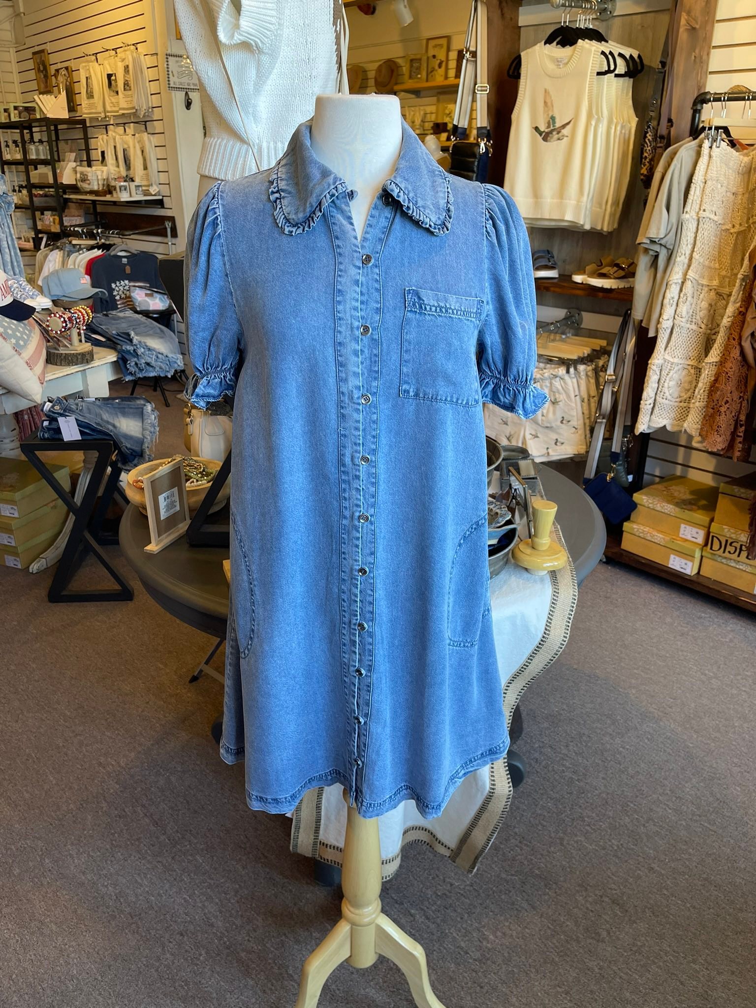 ladies tencel denim dress Lightweight with pockets Vintage Items