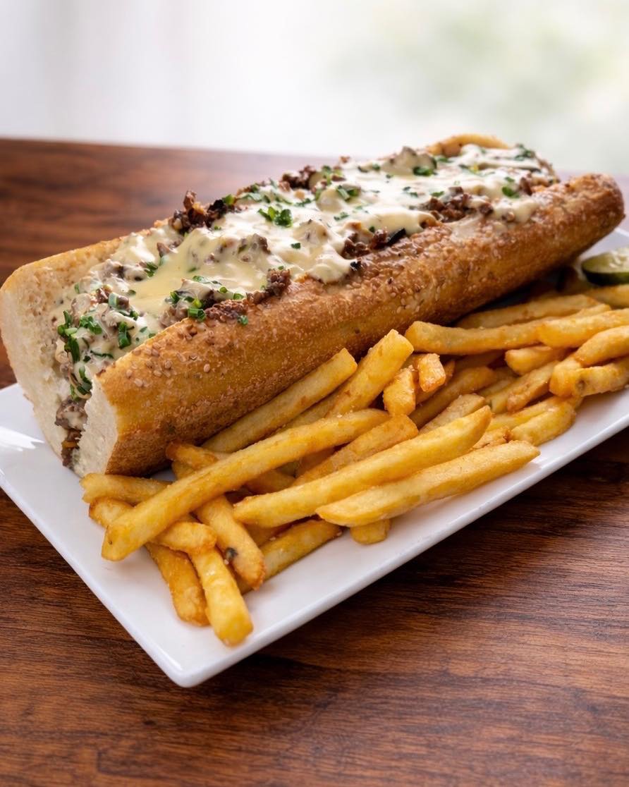 Peach - Our PBI Cheesesteak piles shaved Angus ribeye onto a fresh ...