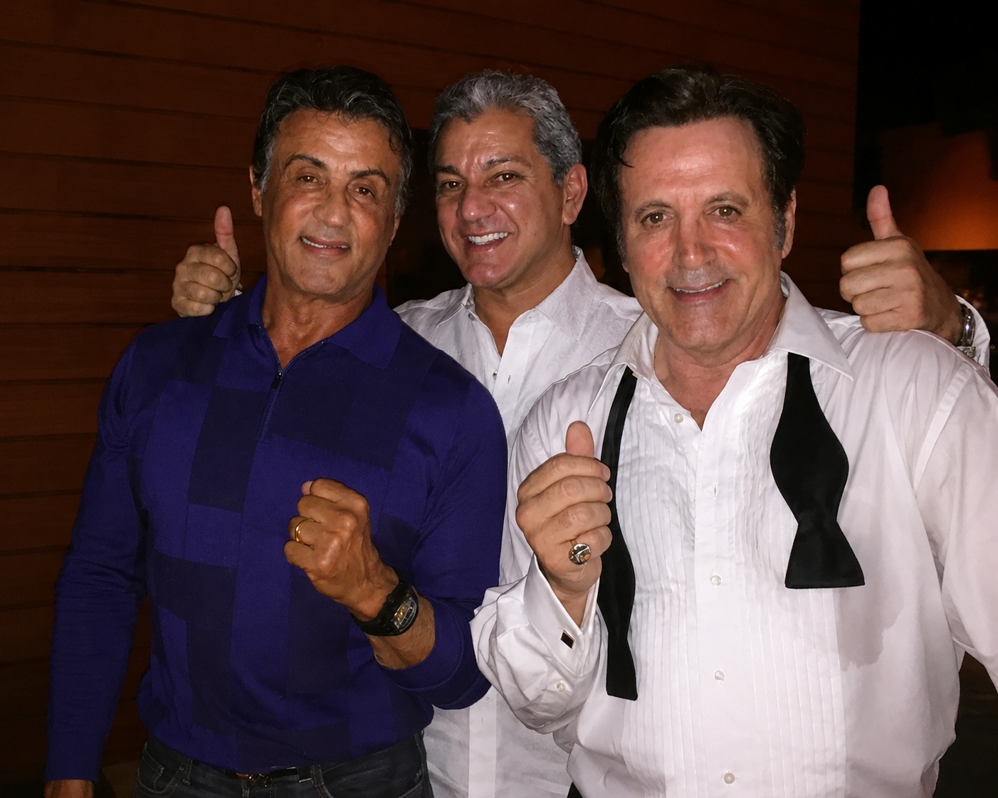 Bruce Buffer meets Frank and Sly Stallone at Vibrato Grill Jazz Club