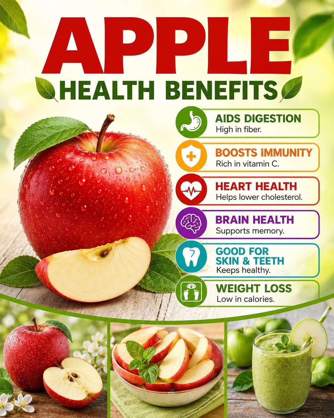 Fruit of the Week: Apples 🍎 A natural fiber booster that supports gut health and helps with balanced blood sugar levels—making apples a great fruit choice for diabetics when enjoyed in moderation