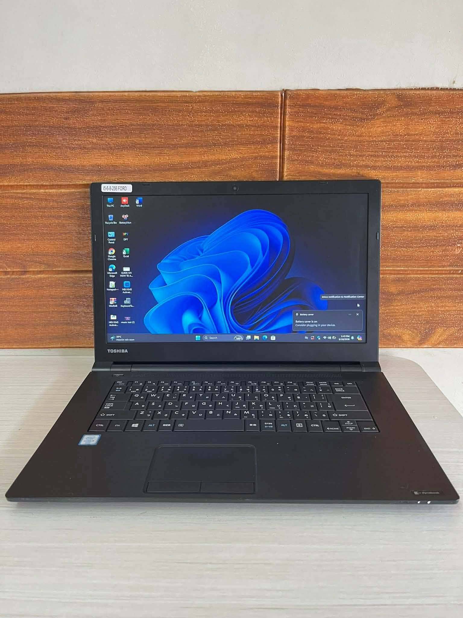 Toshiba Dynabook B65 i5-8250U 1.8GHZ 8 CPU 8TH GEN 256GB SSD 15.5