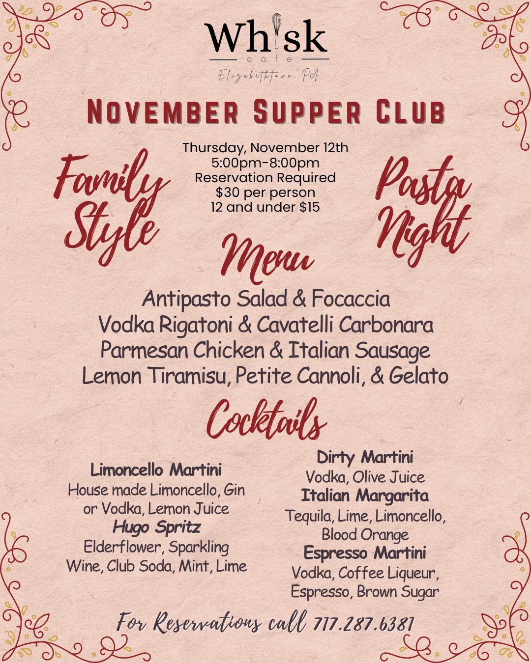 Family Style Pasta Night!