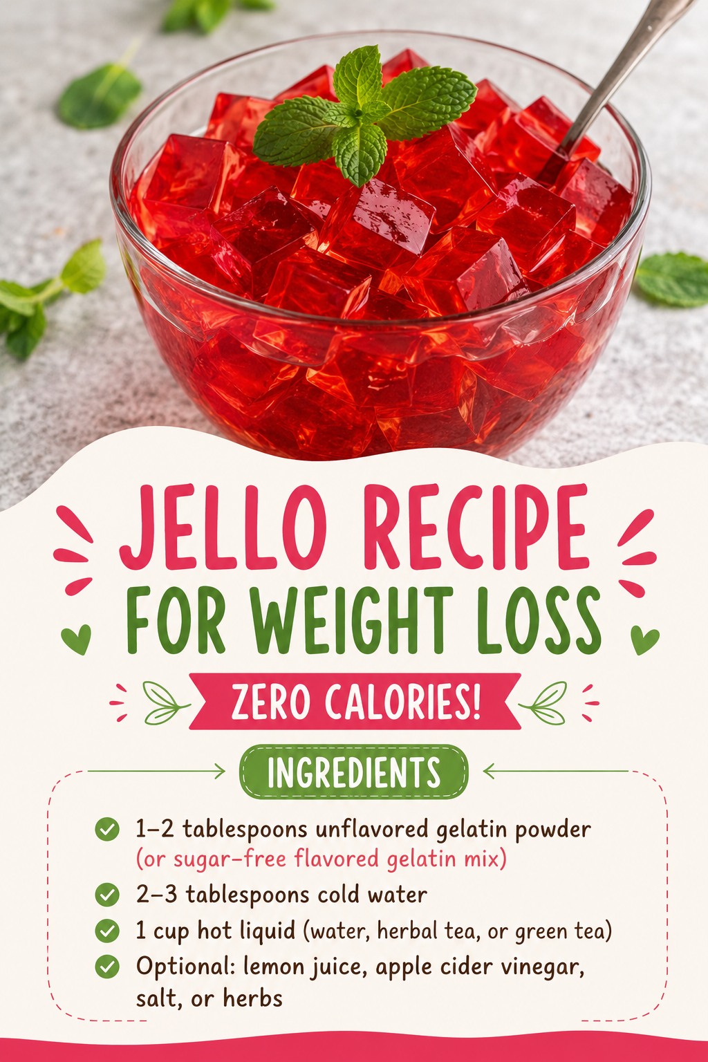 The budget-friendly alternative involves mixing gelatin and warm water and drinking it 15 to 30 minutes before a meal