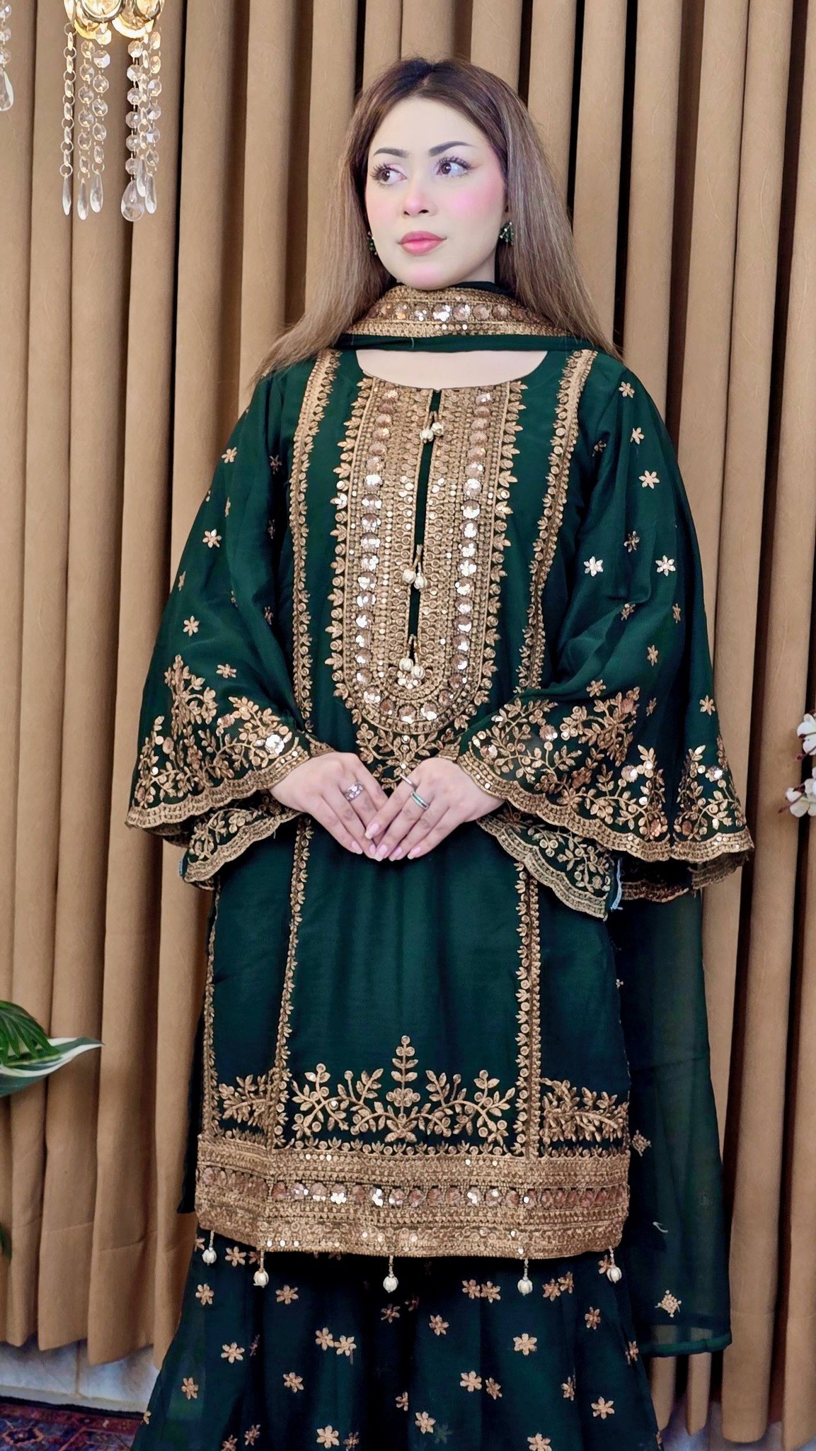 bottle green dress pakistani Outfit 💯💯 New Shade 💖 casual green dress design