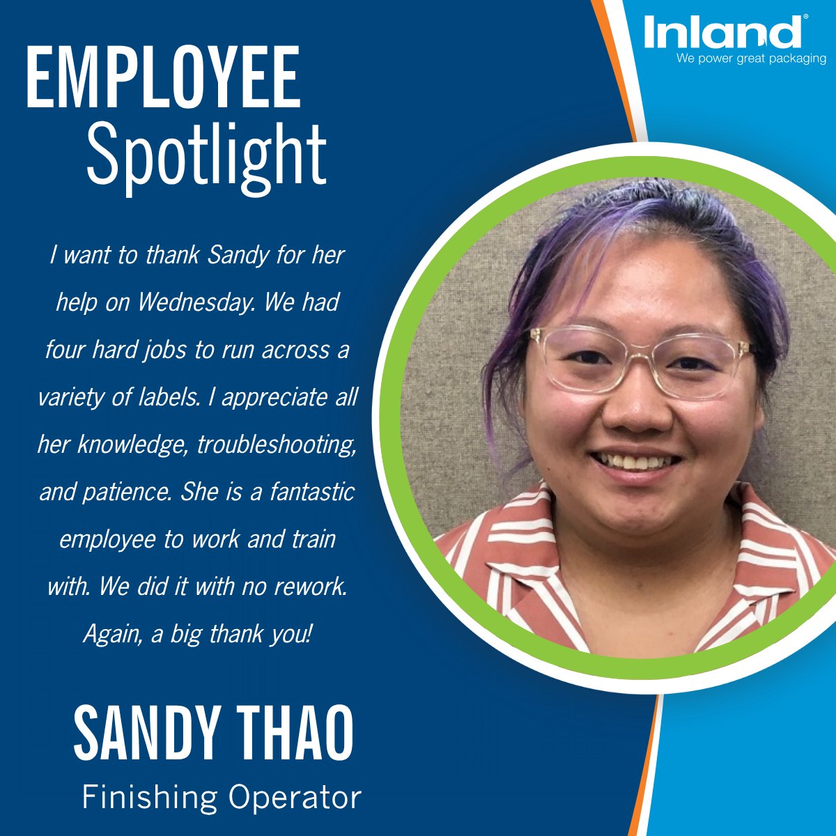 Inland - Employee Spotlight: Sandy Thao This week, we'd like to ...