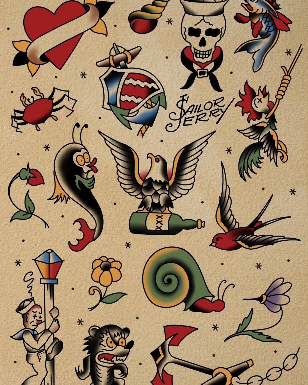 sailor jerry style tattoos