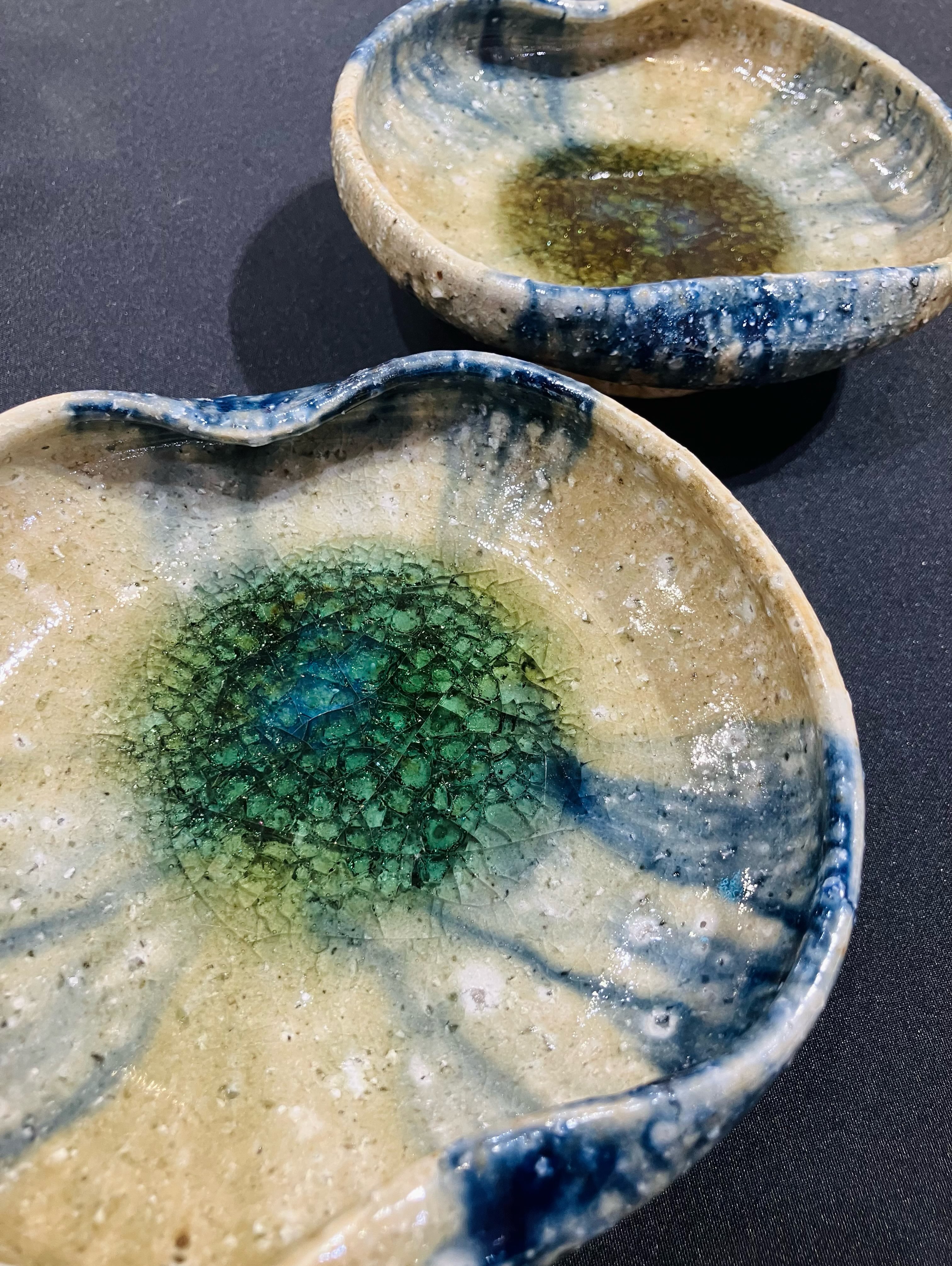 伊賀焼 福島一紘 作 織部 大皿（約28cm） 共箱なし 現代作家 陶芸 伊賀