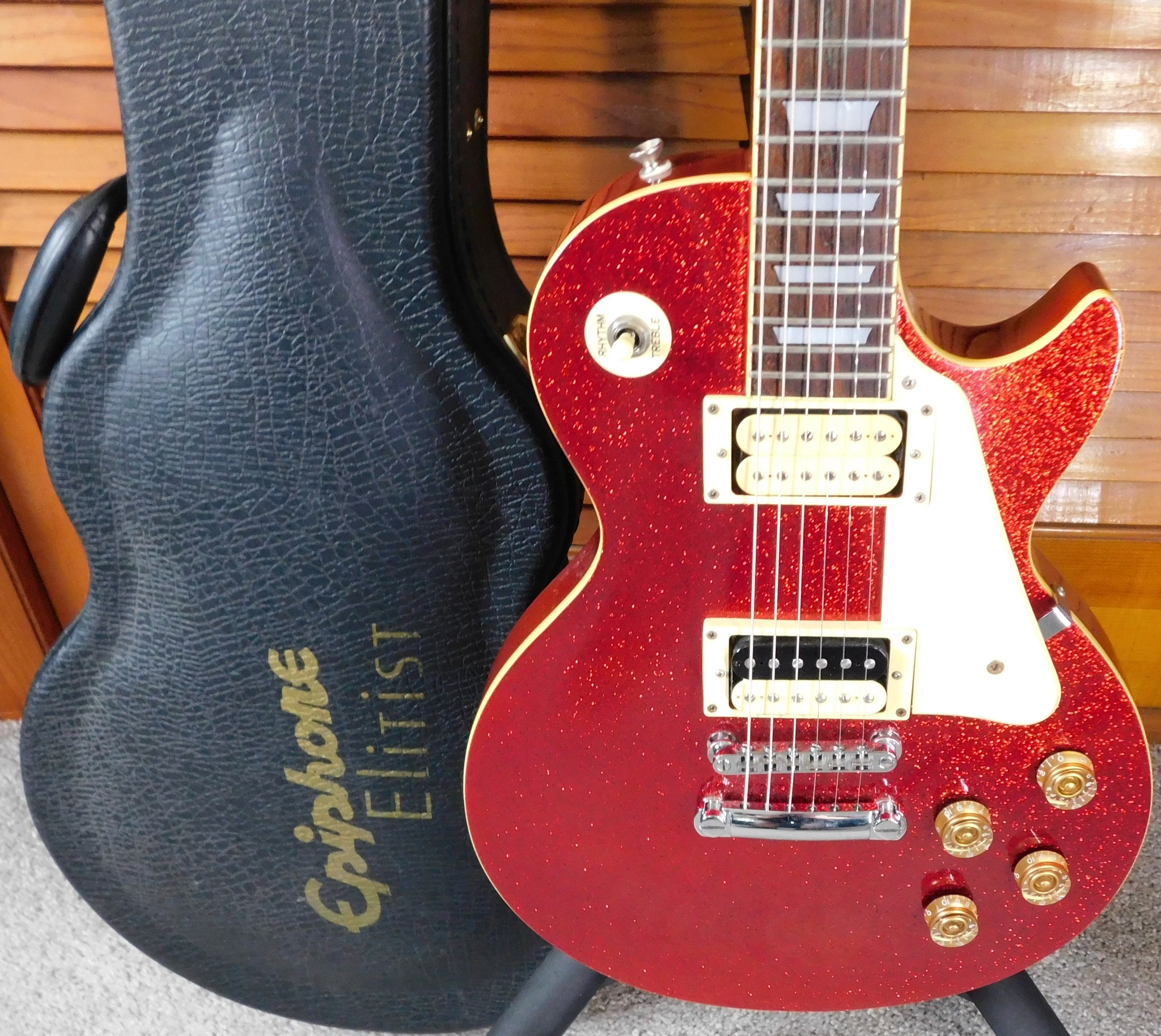 Upgraded 1996 Epiphone Les Paul Standard Red Sparkle guitar