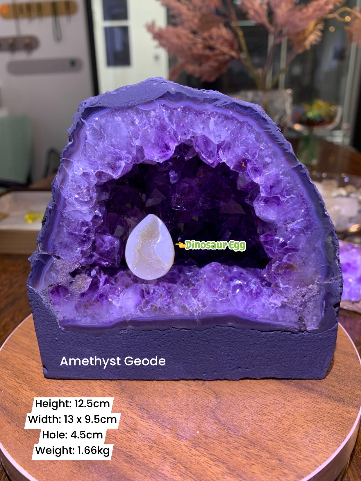 亮唷～ 再搭个黄蛋🍳 Amethyst Geode with rutile有钛晶的紫水晶洞