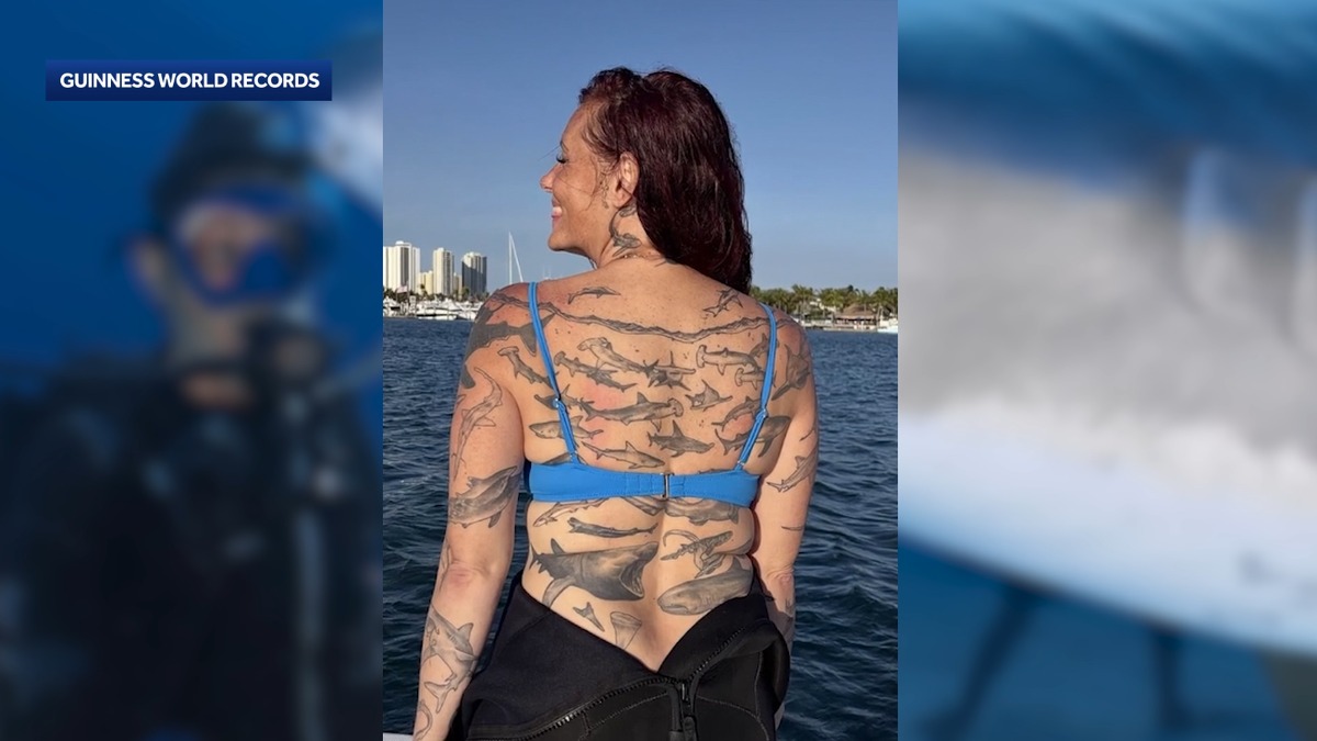 Maine woman with Guinness World Record for shark tattoos featured