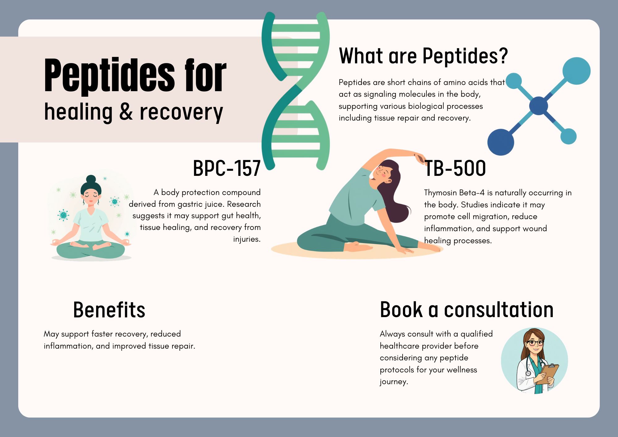 Peptides like BPC 157 and TB 500 are gaining attention for helping support tissue repair, reduce inflammation, and improve recovery. Research is still evolving, but many people are exploring how these can