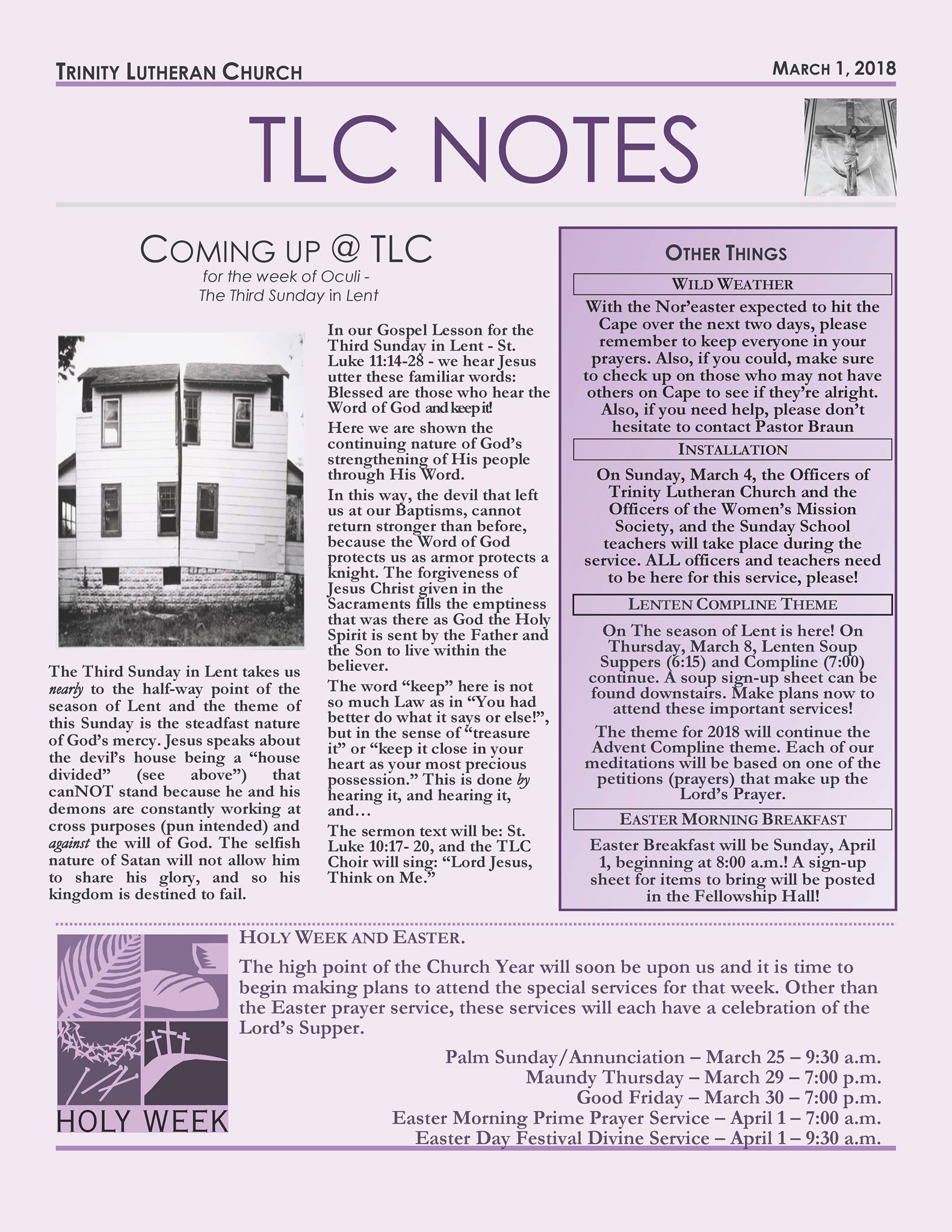 TLC Notes, Nor'easter... - Trinity Lutheran Church Cape Cod