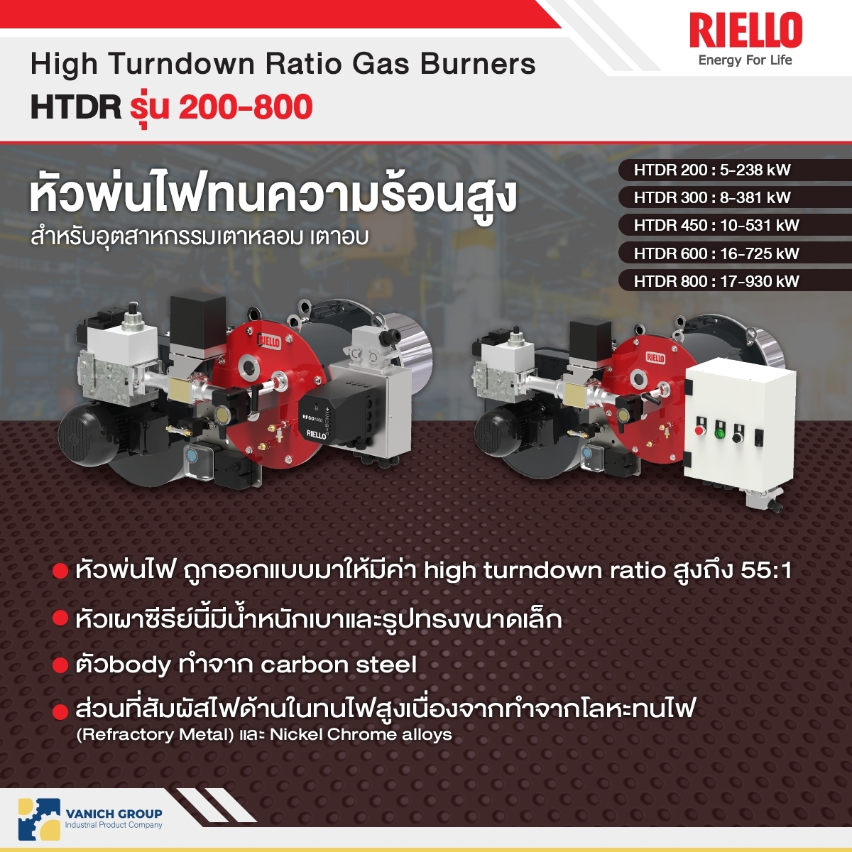 หัวพ่นไฟทนความร้อนสูง #Riello สำหรับอุตสาหกรรมเตาหลอม เตาอบ . ⚙️ ...